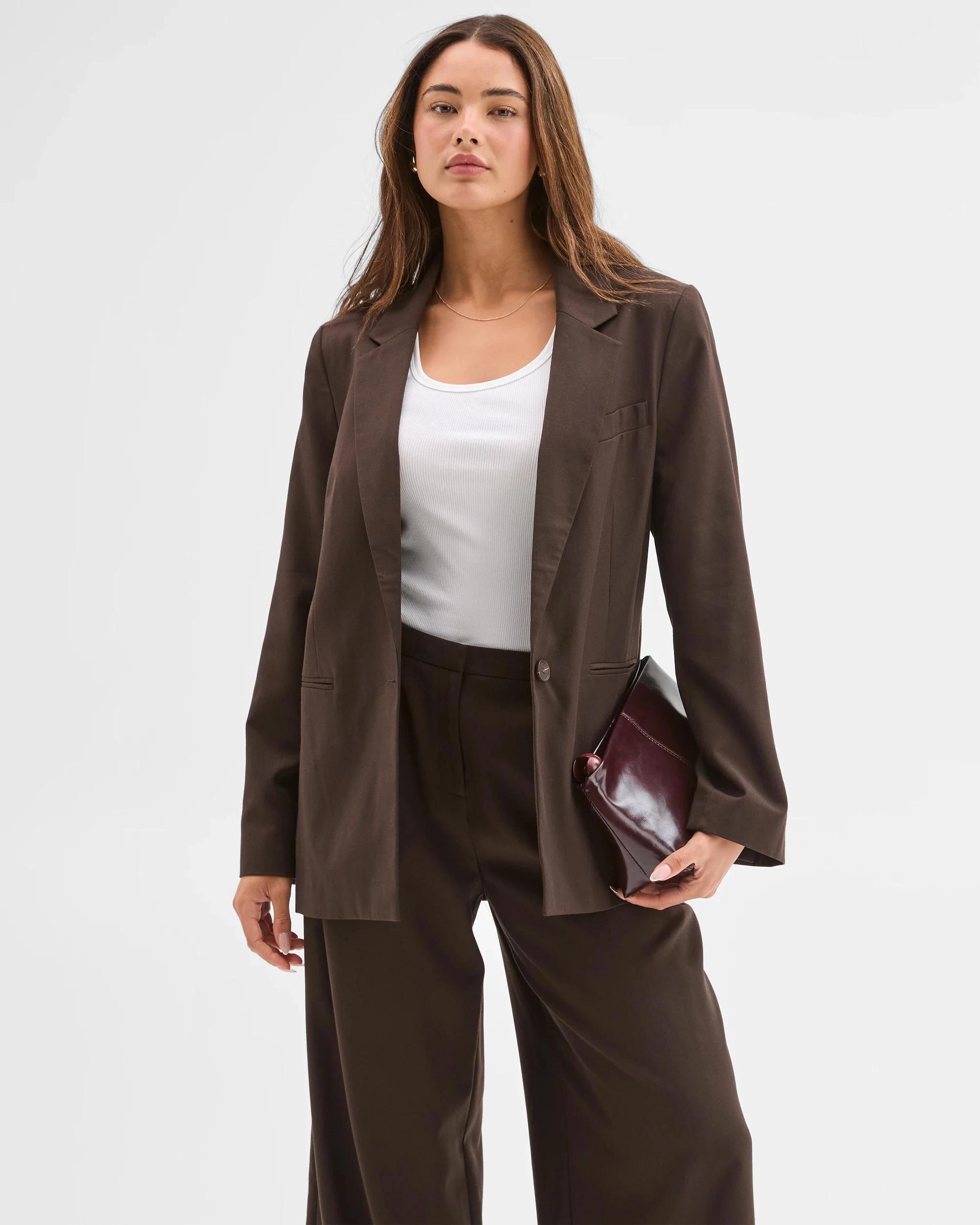 1 Lily Loves Oversized Blazer CHOCOLATE BROWN, 1 of 9