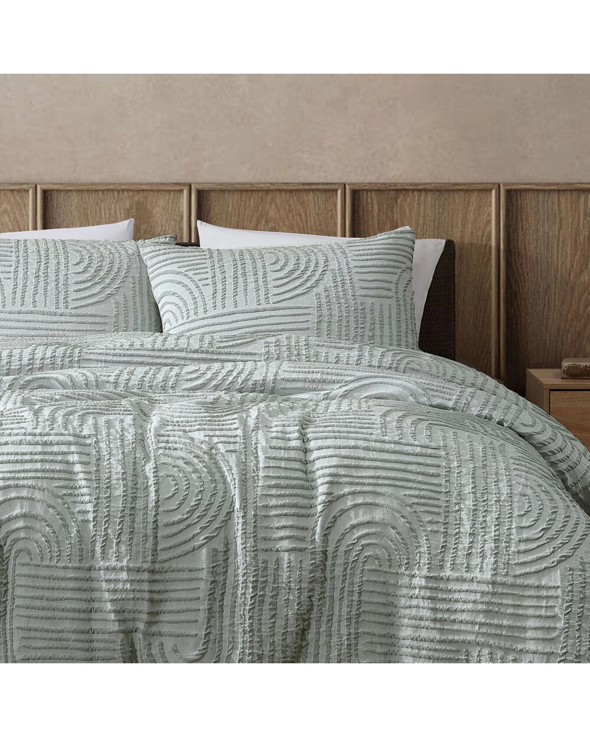 1 Ardor Boudoir Queen Kiewa Jacquard Quilt Cover With Pillowcase Set Sage - Green, 1 of 1