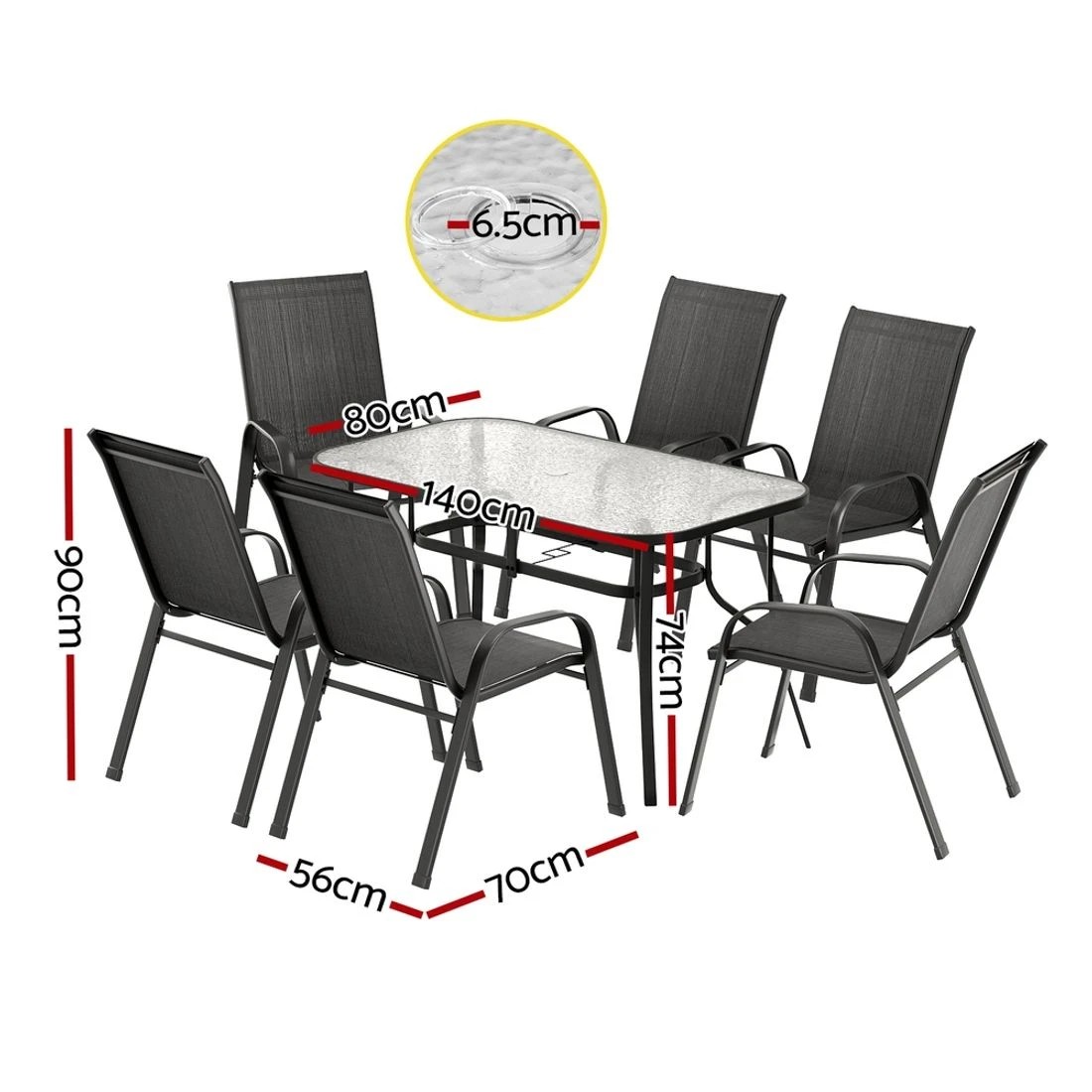 2 Gardeon 7PC Outdoor Dining Set Table and Chairs - Black, 2 of 7