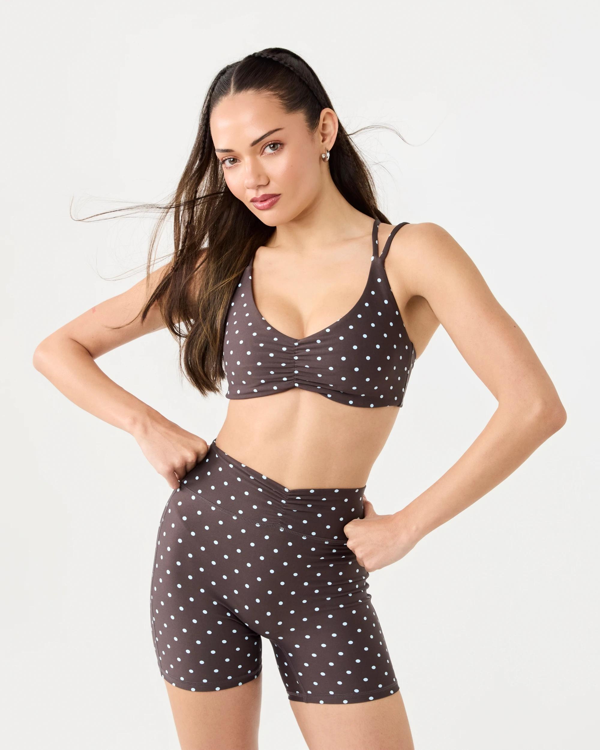 1 Active Womens Cloudform Print Ruched Crop Brn Spot, 1 of 9