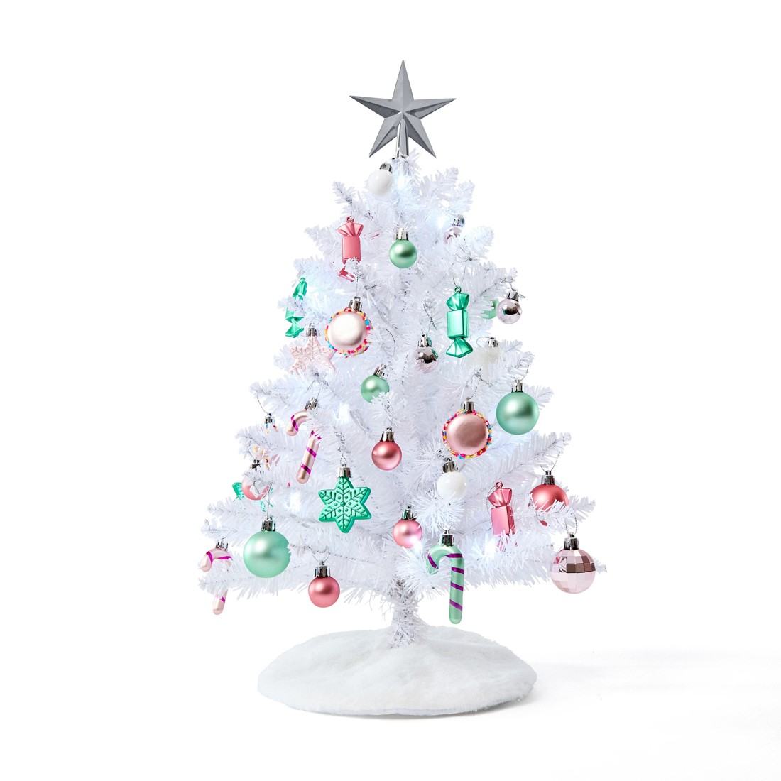 5 60cm (2ft) Light Up Mini White Christmas Tree, 5 of 7