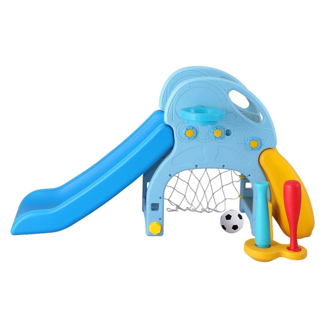 3 Keezi Kids Slide Set Baseball Bat Basketball Hoop Outdoor Playground 120cm - Blue, 3 of 6