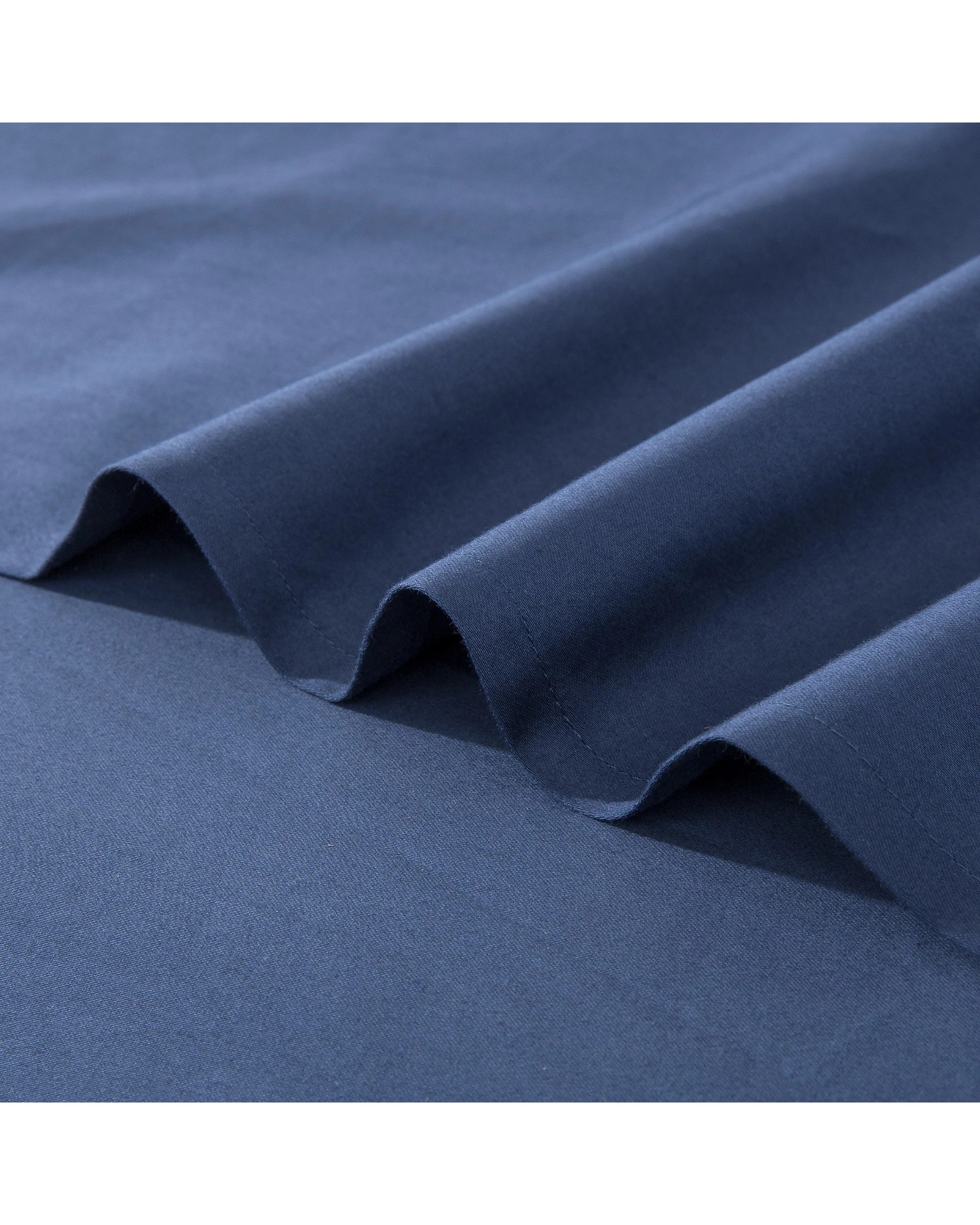 4 ESSN 500TC Cotton Sateen Flat Sheet - Queen Bed - Navy, 4 of 6