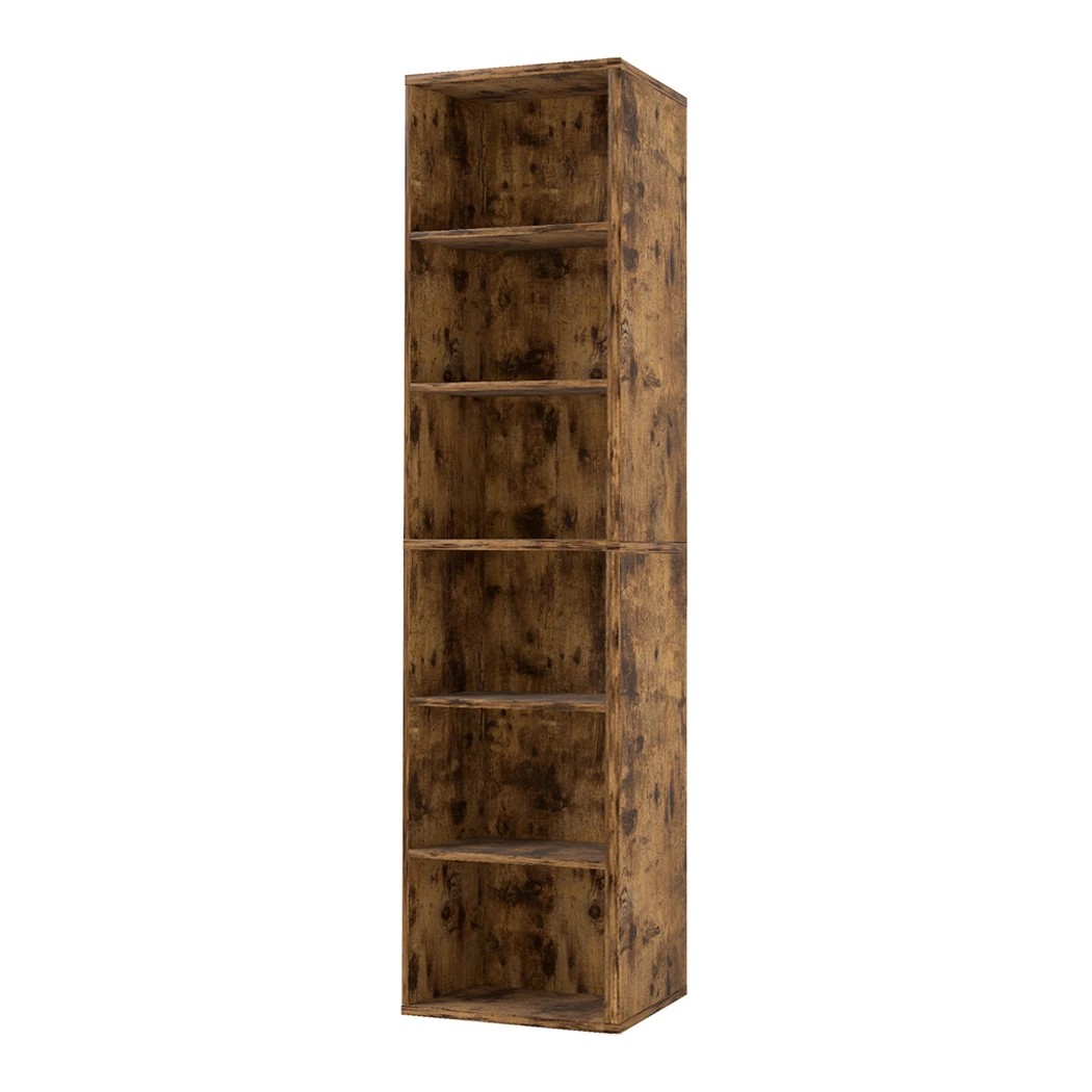 1 Levede 6-Tier Bookshelf in Walnut Colour, 1 of 8