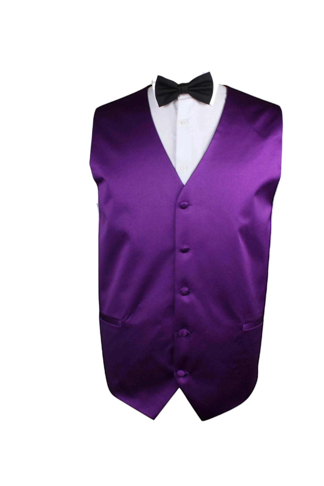 3 Zasel Mens Plain Vest Waistcoat DARK PURPLE, 3 of 3