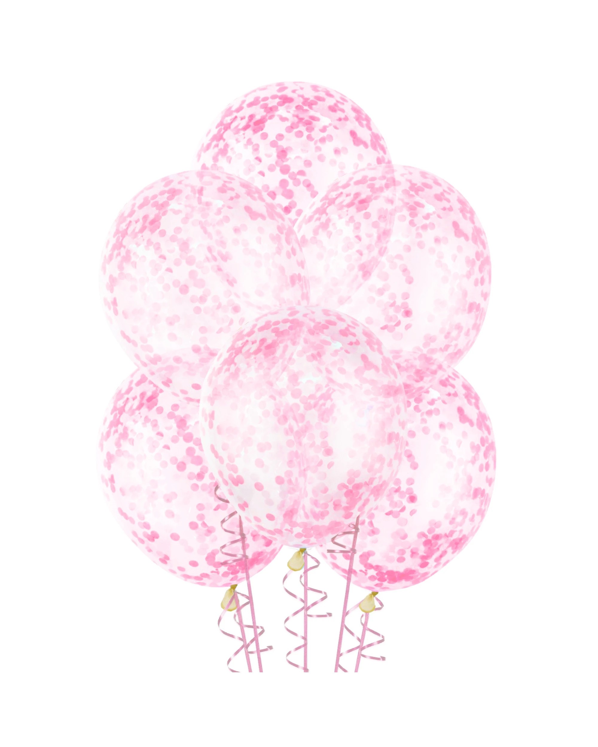 1 Unique Hot Pink Pre-filled Confetti Balloons Pack of 6Pink - Pink, 1 of 2