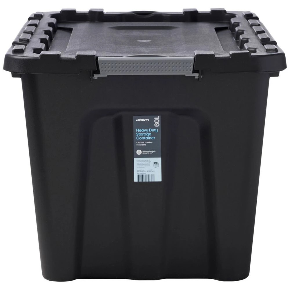 2 J.Burrows 60L Heavy Duty Storage Container Black, 2 of 5