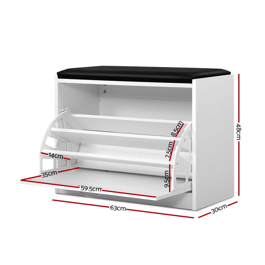 2 Artiss Shoe Rack Cabinet Bench 15 Pairs Kyla - Multi, 2 of 6