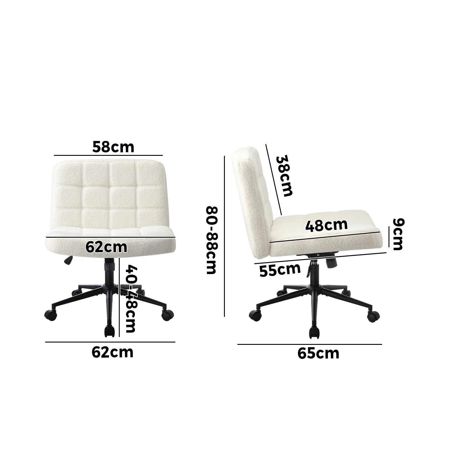 4 Oikiture Armless Office Desk Chair Boucle
 - White, 4 of 10