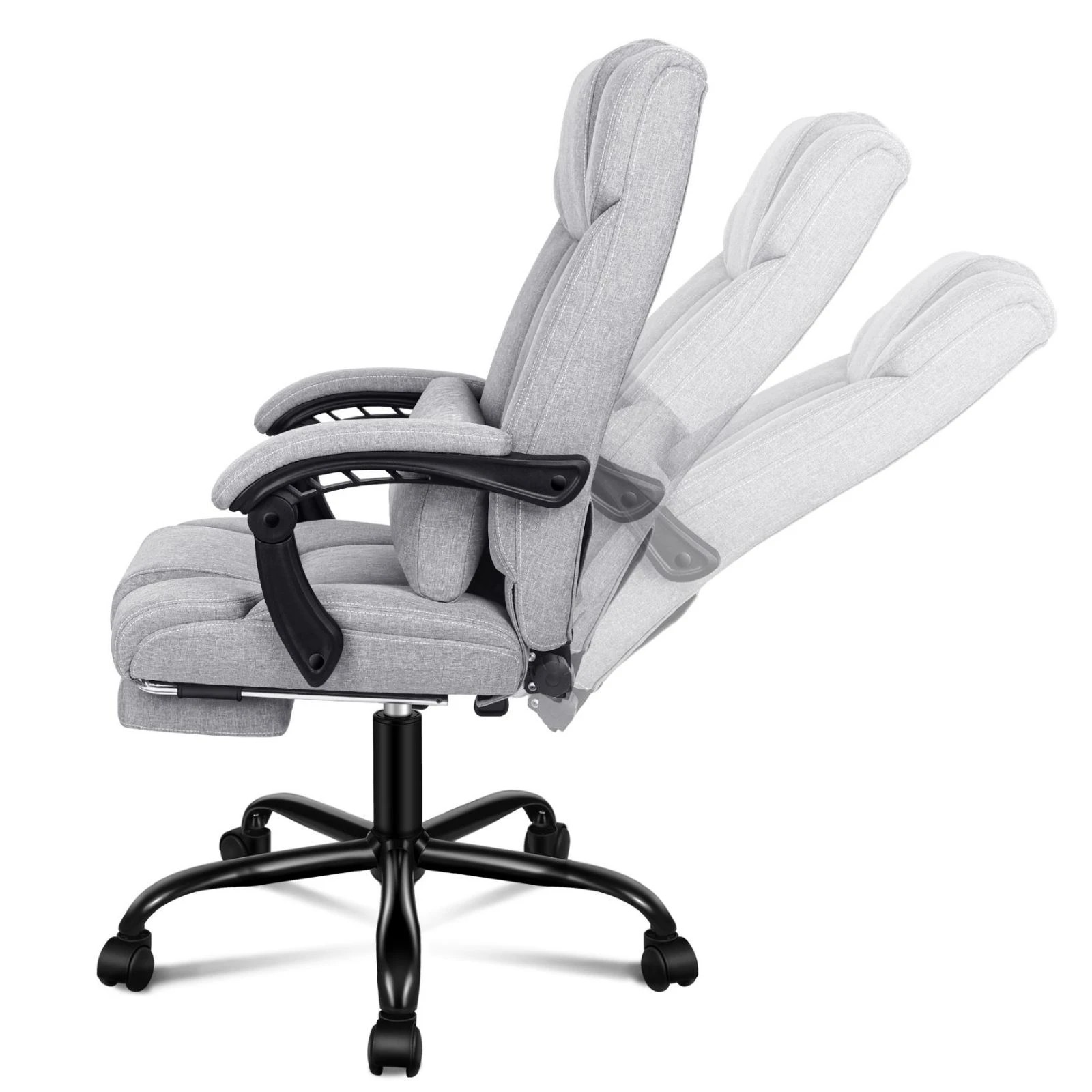 5 Alfordson Office Chair Executive Computer Gaming Fabric Seat Recliner - Grey, 5 of 10