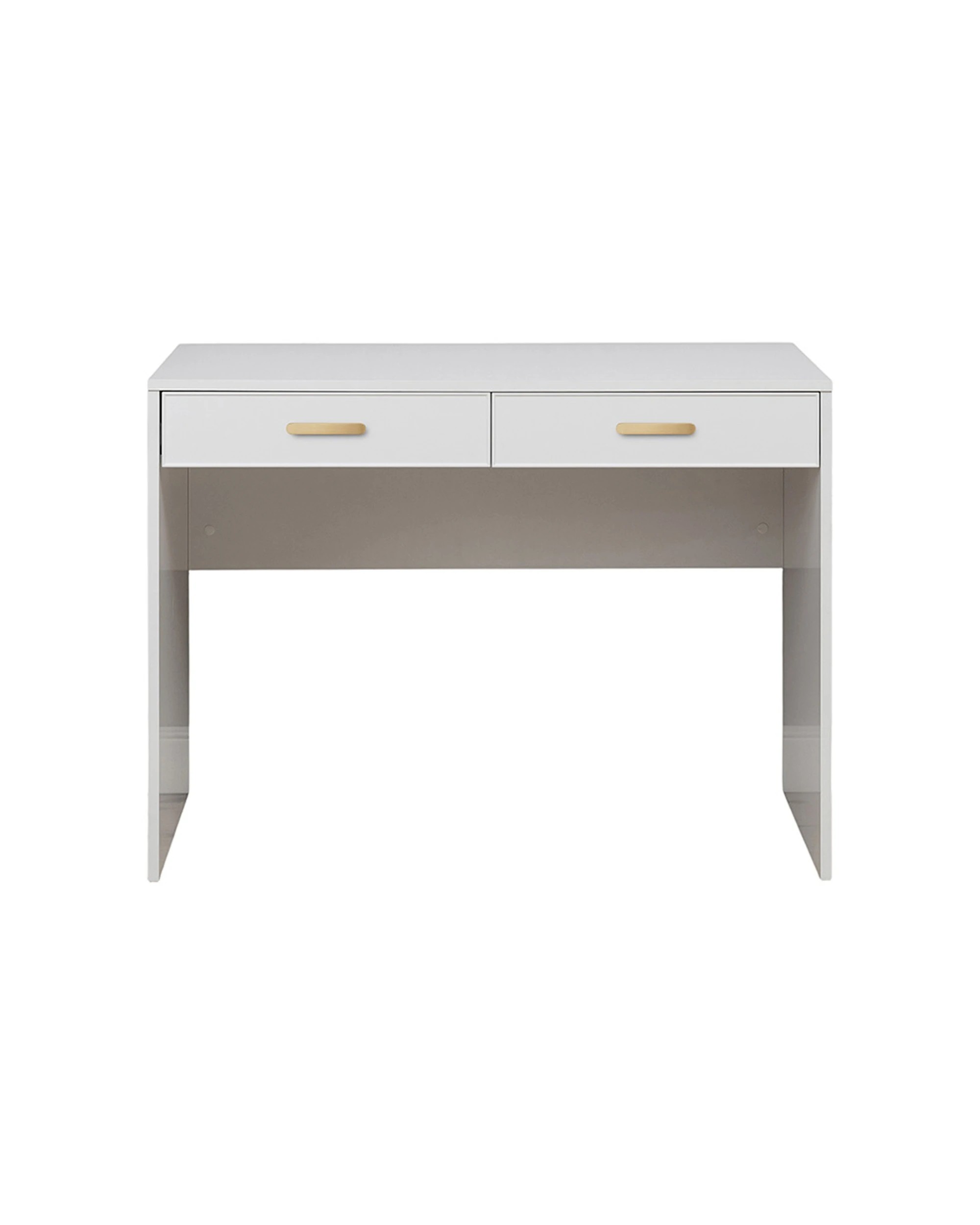 1 European Cabinetry Odessa Slim Front Furniture Desk Brass Oval Handle - White, 1 of 2