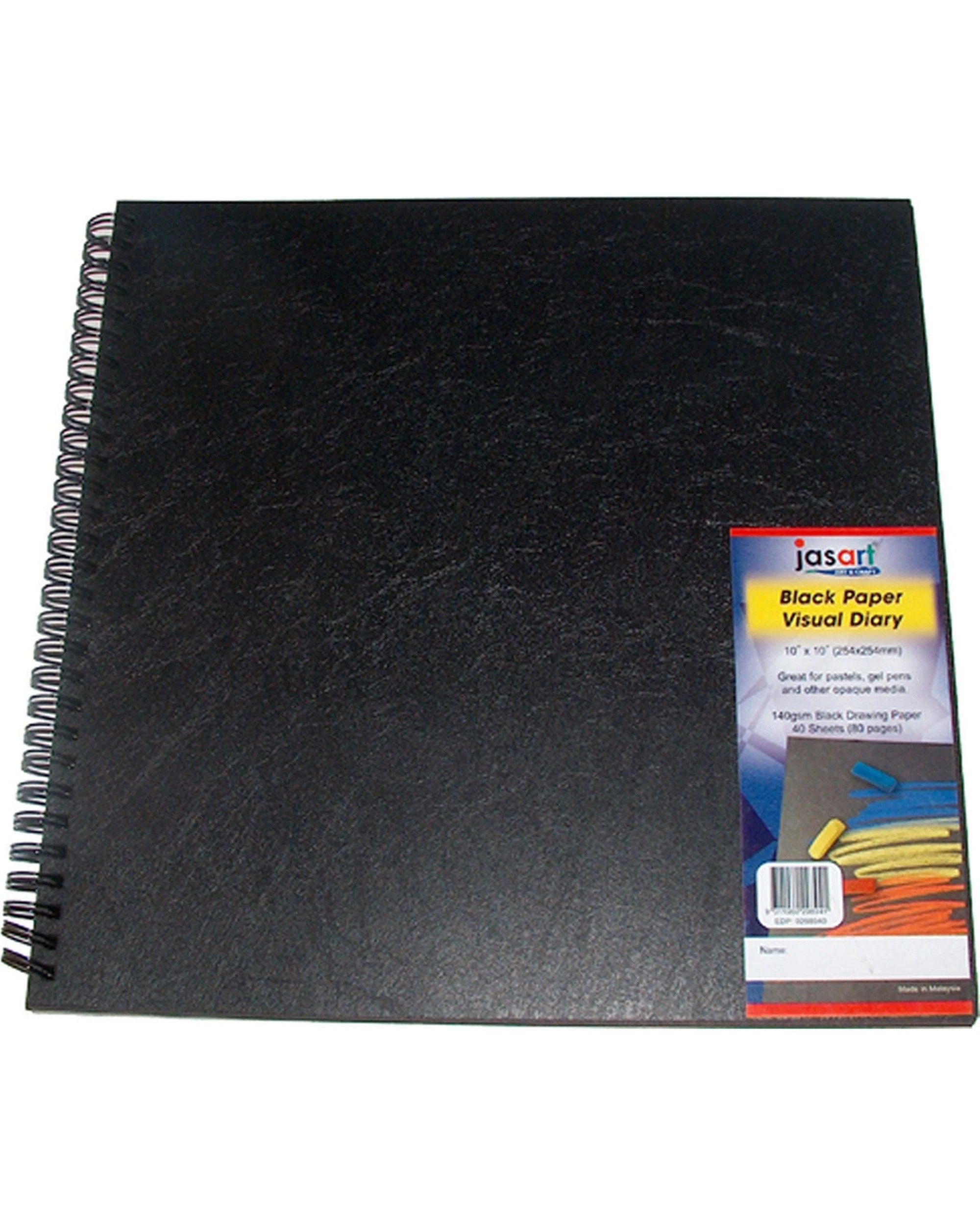 1 Jasart 140GSM Wire Bound Paper Visual Diary 80 Sheets 8x8 Inches - Black, 1 of 1