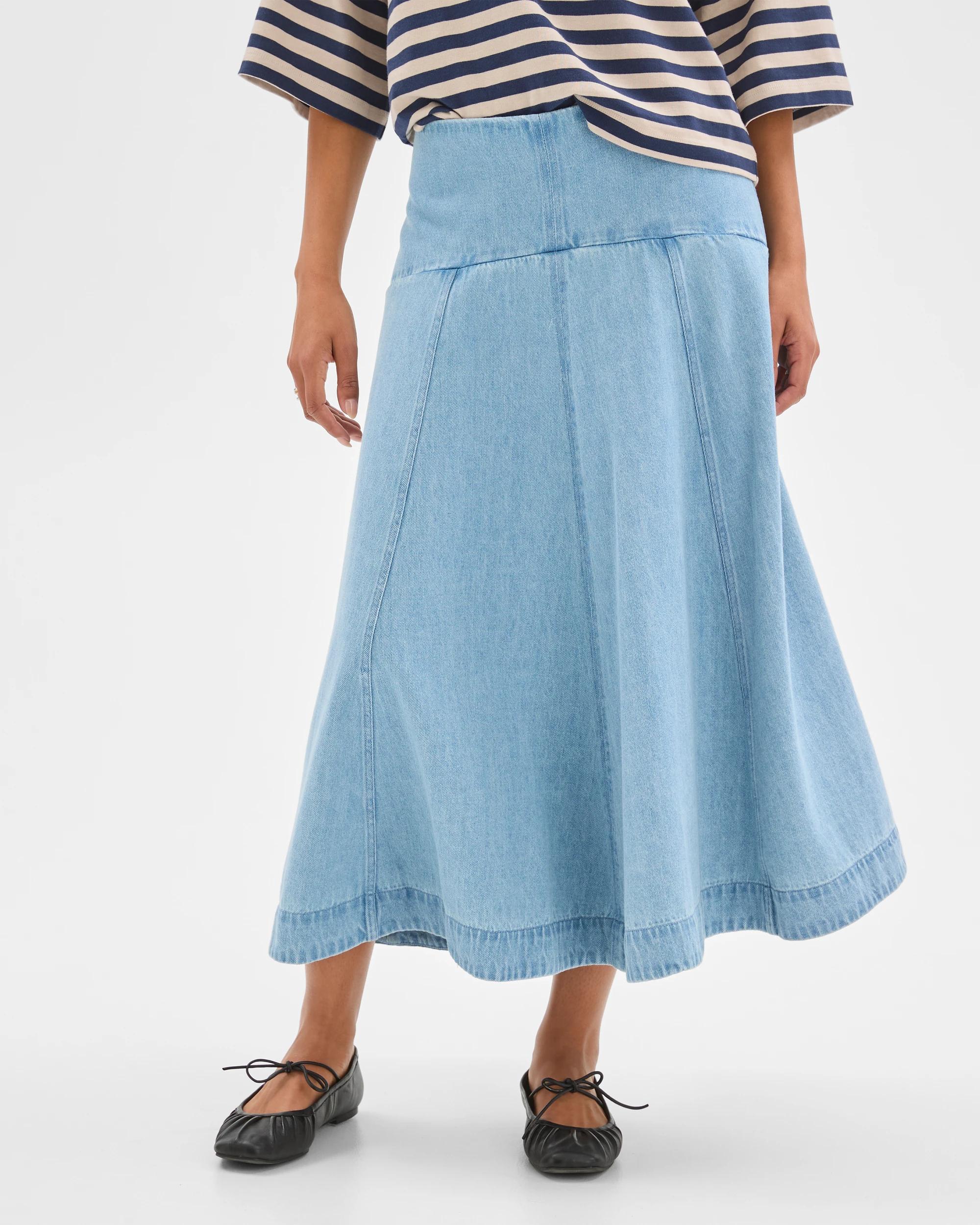 3 Target Denim Panelled Denim Maxi Skirt FADED BLUE, 3 of 7