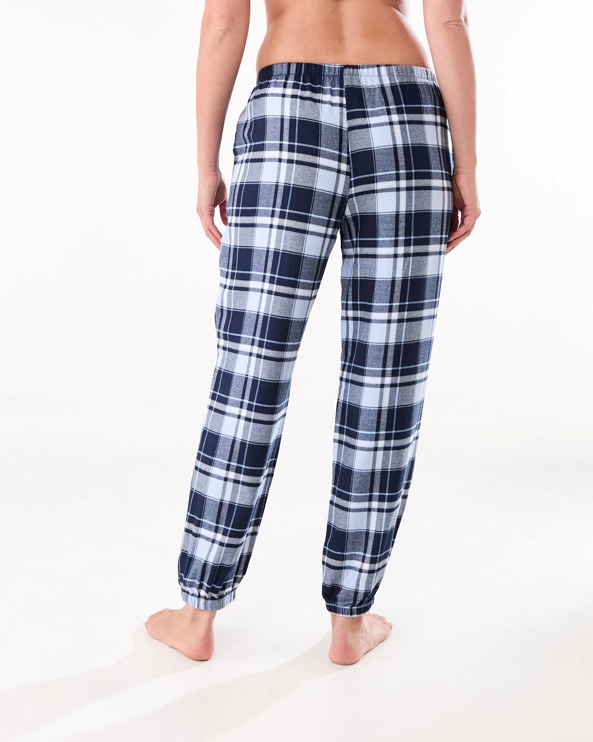 3 Cuffed Flannel Pants Navy Check, 3 of 6
