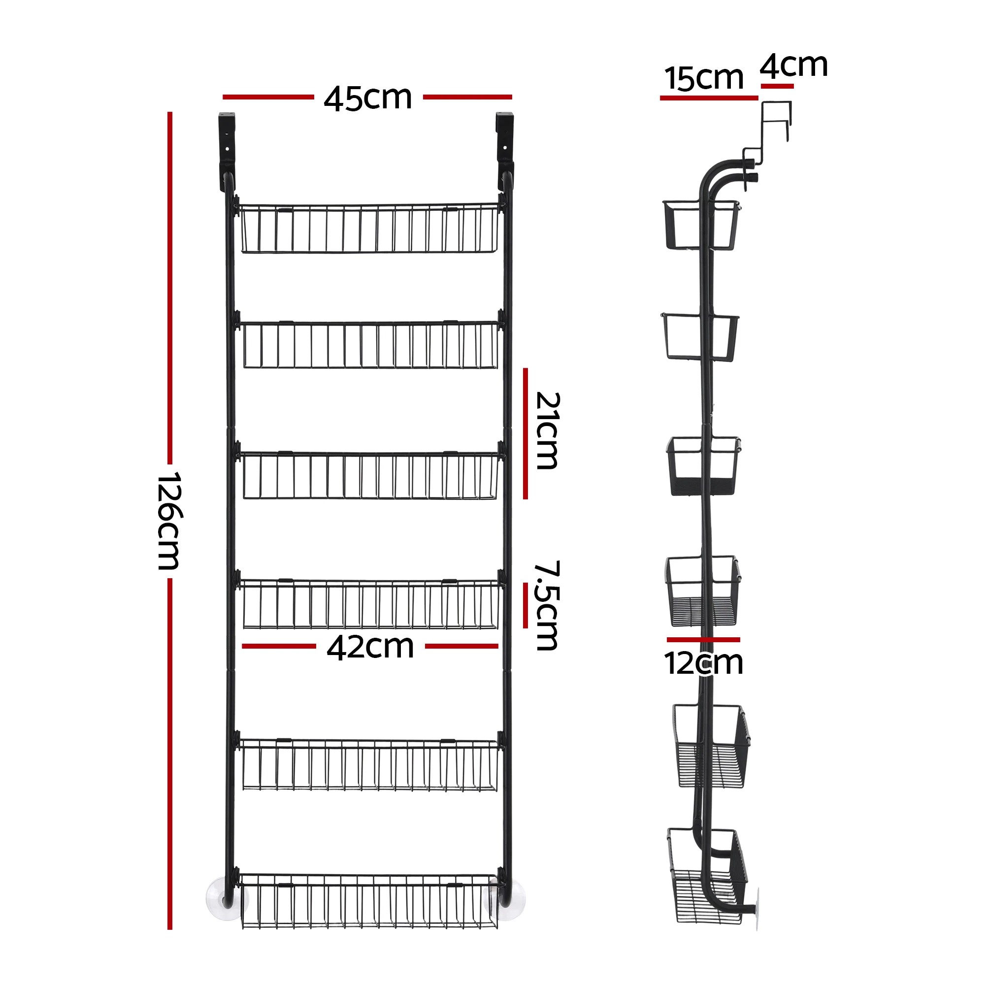2 Artiss Over Door Storage Organiser 6 Tier Metal - Black, 2 of 9