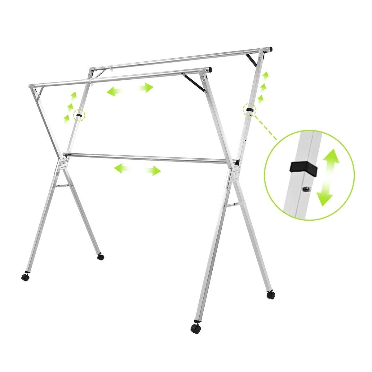 2 LUXSUITE Clothes Rack Airer Garment Drying Stand Stainless Steel, 2 of 3