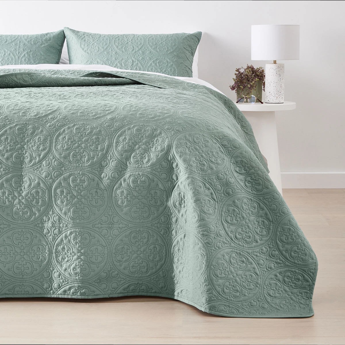 1 Aria Coverlet Set - Queen/King Bed, Sage, 1 of 7