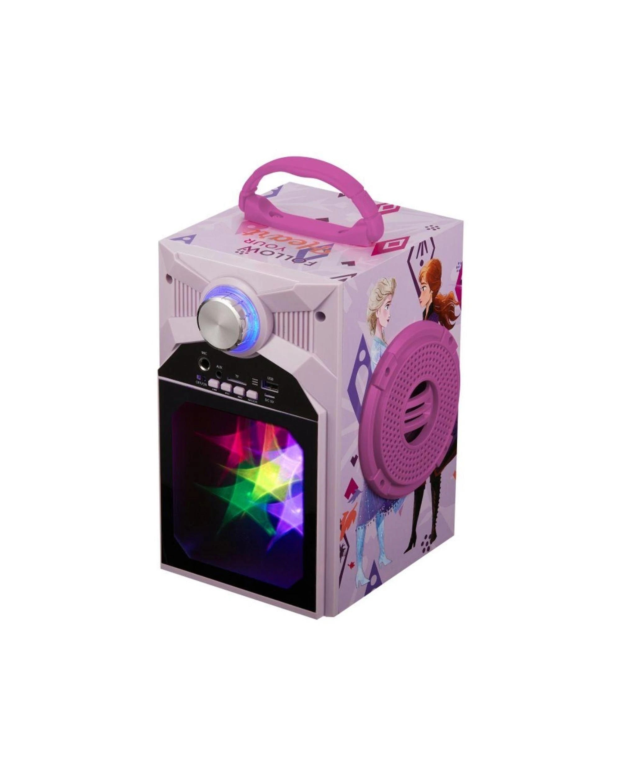 4 Disney Frozen Bluetooth Karaoke Machine with Microphone LED Lights Built in Speaker for Kids, 4 of 7