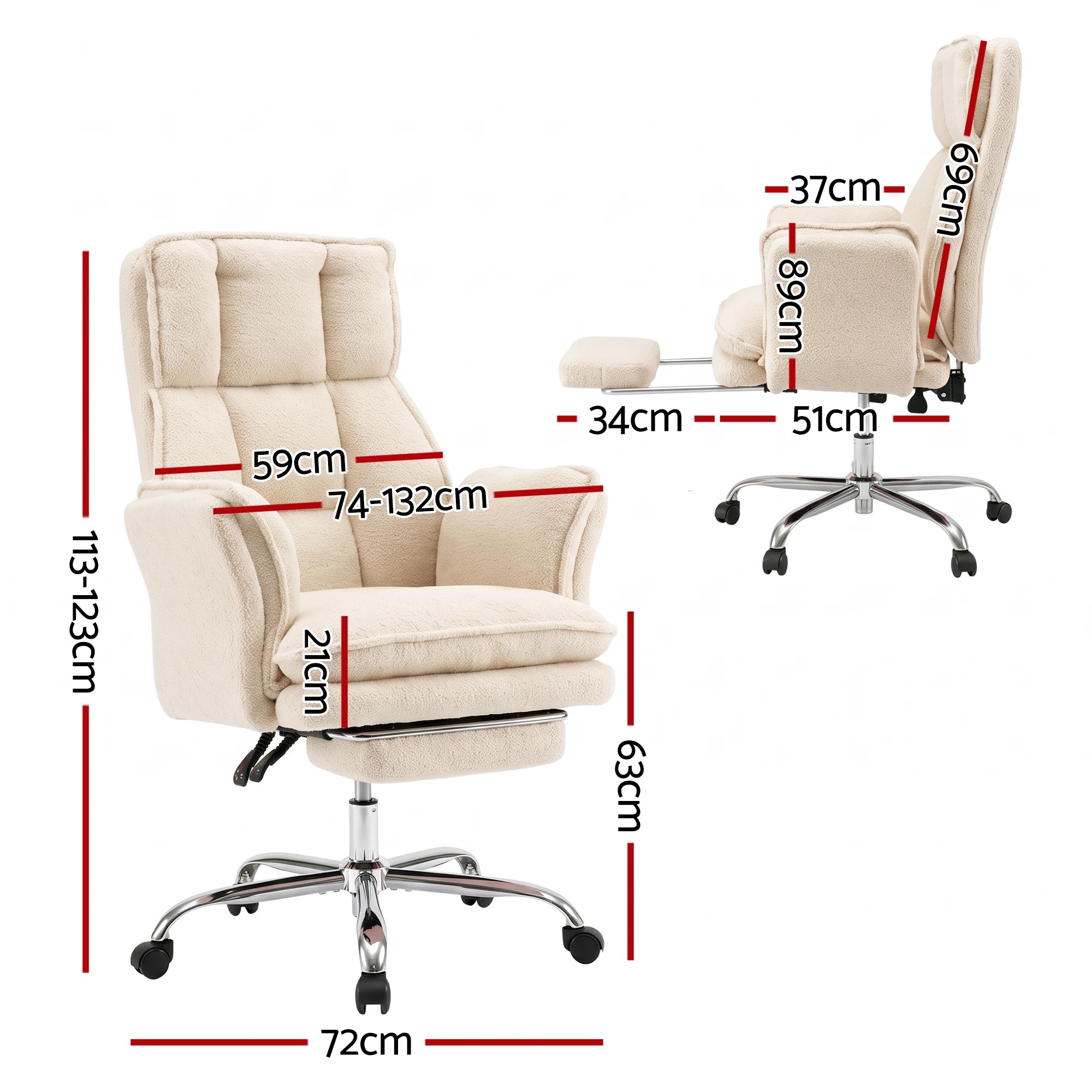 Artiss Big & Tall Criss Cross Office Chair with Flip Armrests Foot Rest ...