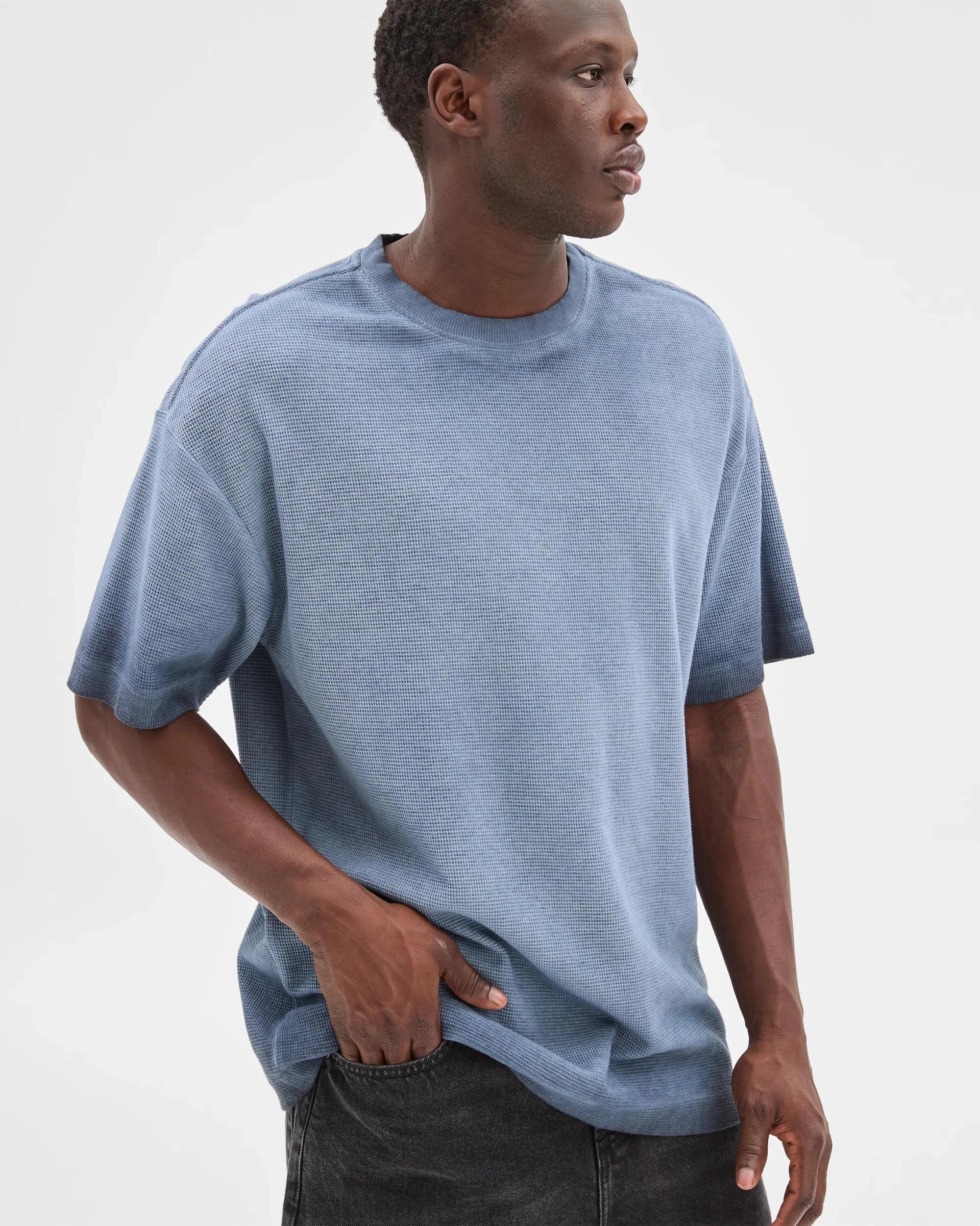 5 Australian Cotton Blend Waffle T-Shirt - Commons NAVY BLAZER, 5 of 6