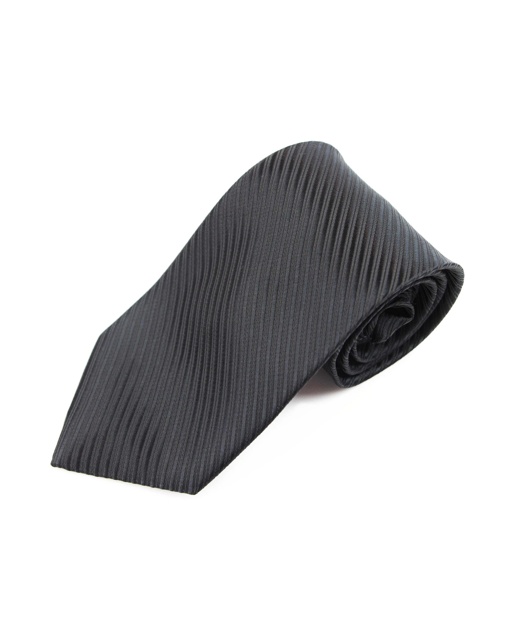1 Zasel Mens Black Striped 8cm Patterned Neck Tie, 1 of 2