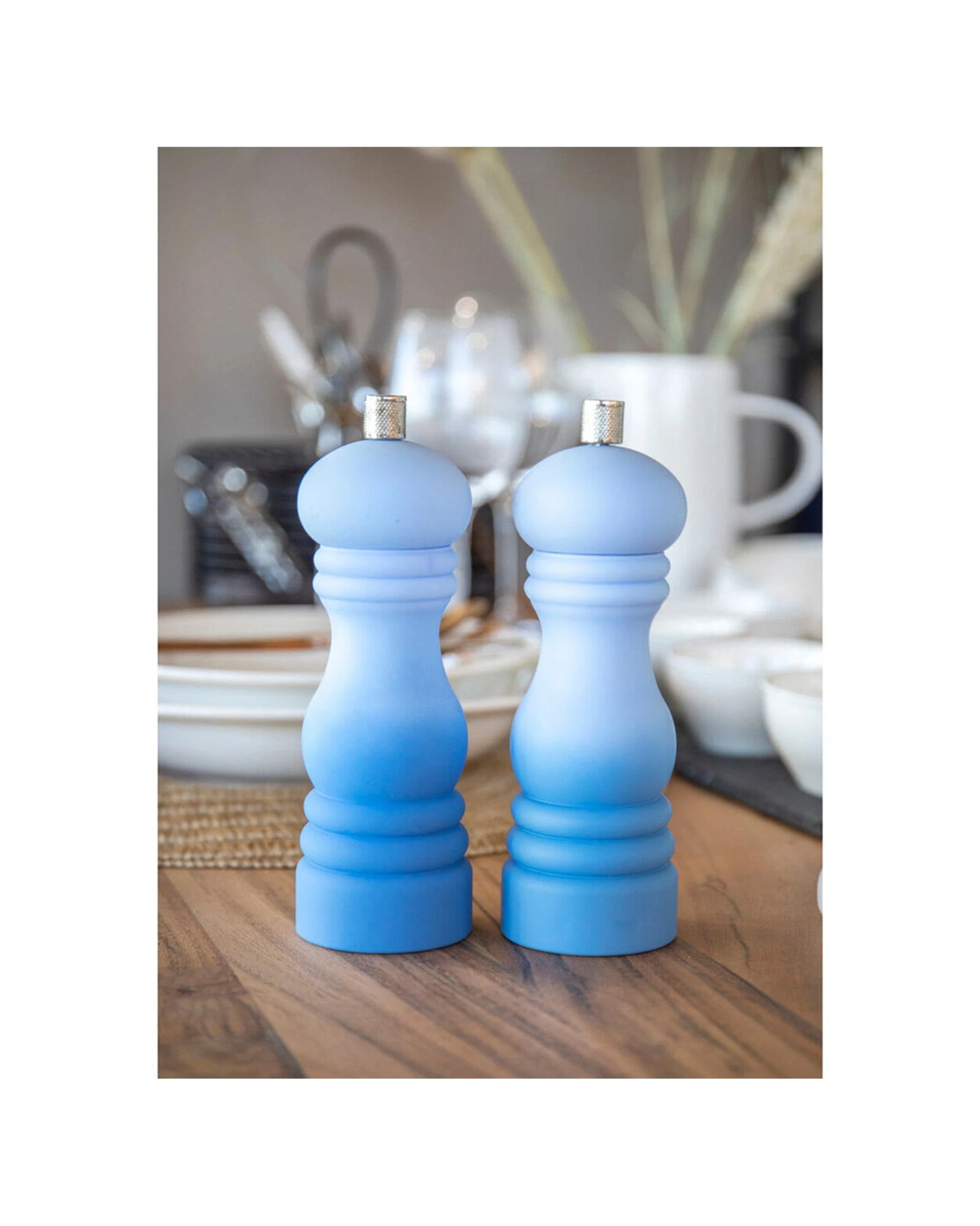 3 Mastercraft 2PK 17cm Ombre Capstan Salt Pepper Mill Spice Grinder Kitchen Utensils Set - Blue, 3 of 6