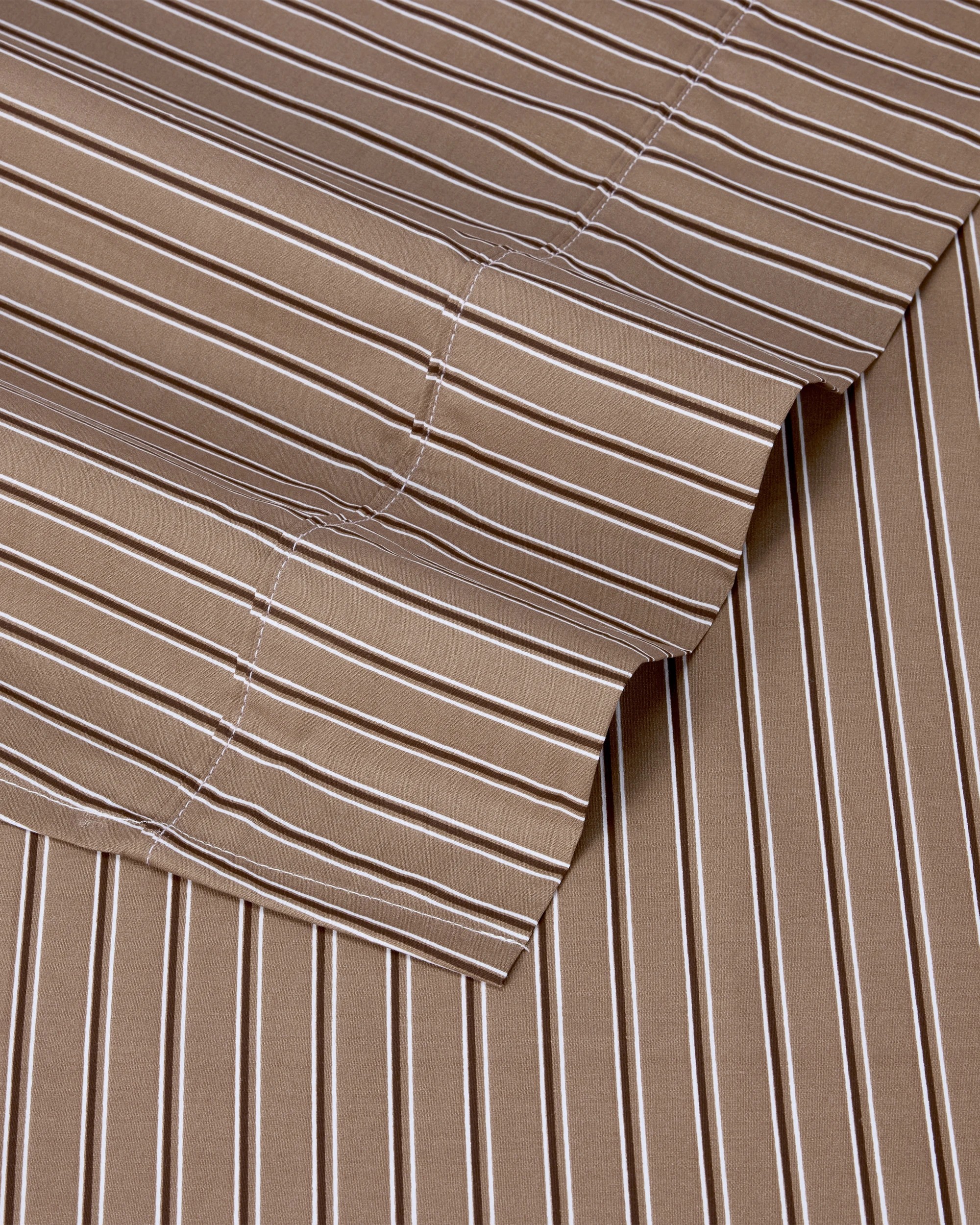 4 225 Thread Count Stripe Cotton Sheet Set - Queen Bed, Mocha, 4 of 6