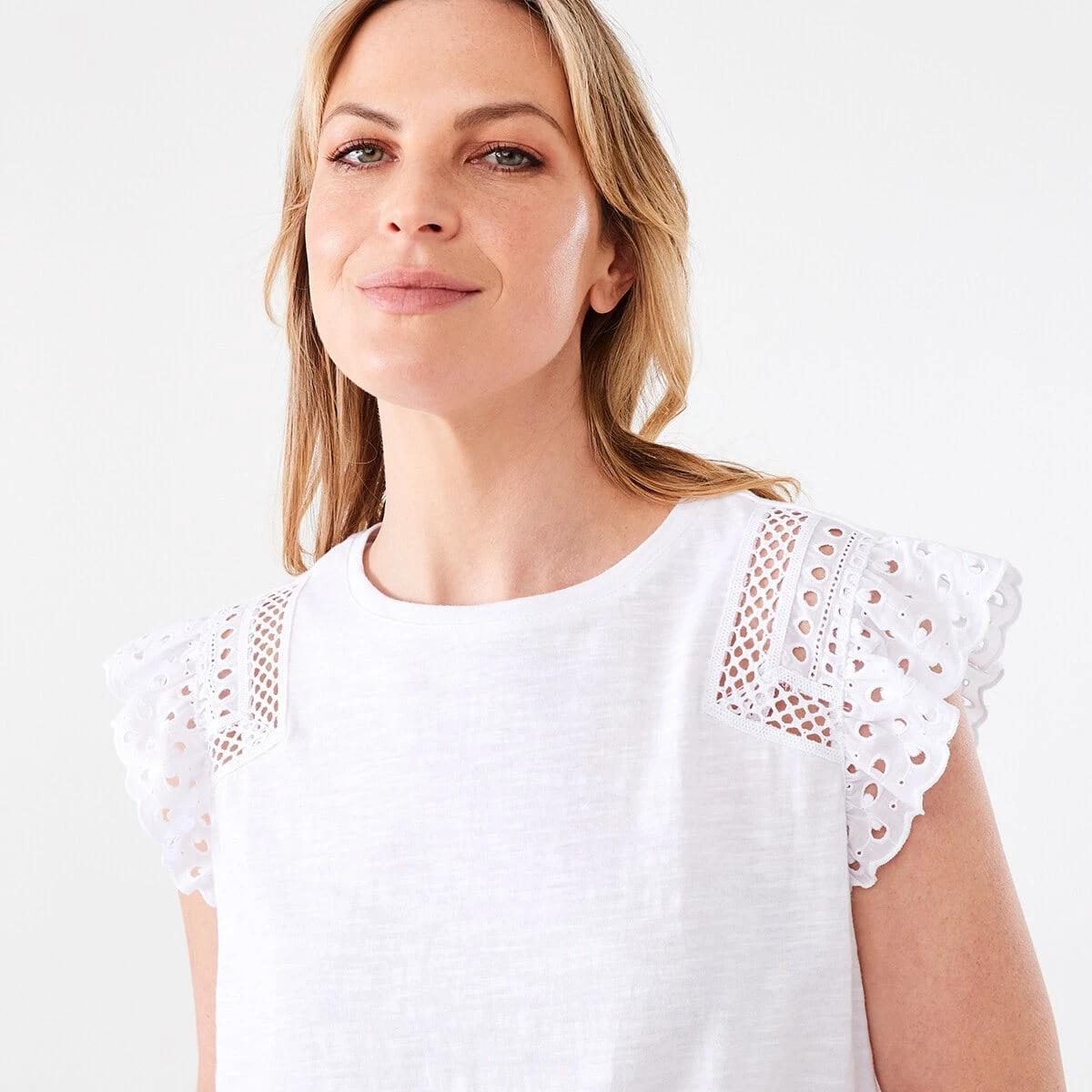4 Sleeveless Broderie Shoulder Top White, 4 of 6