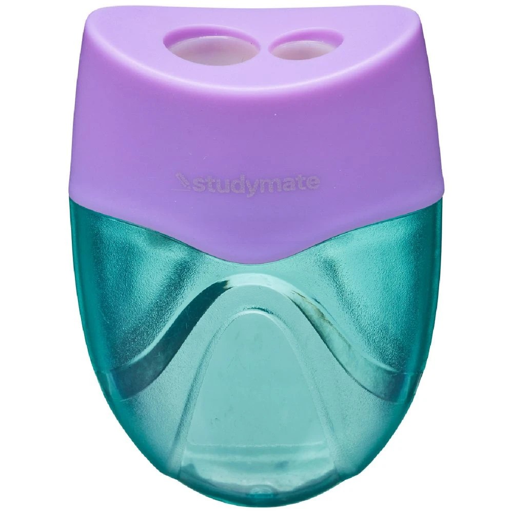 2 Studymate Mellow 2 Hole Sharpener Green and Purple, 2 of 2