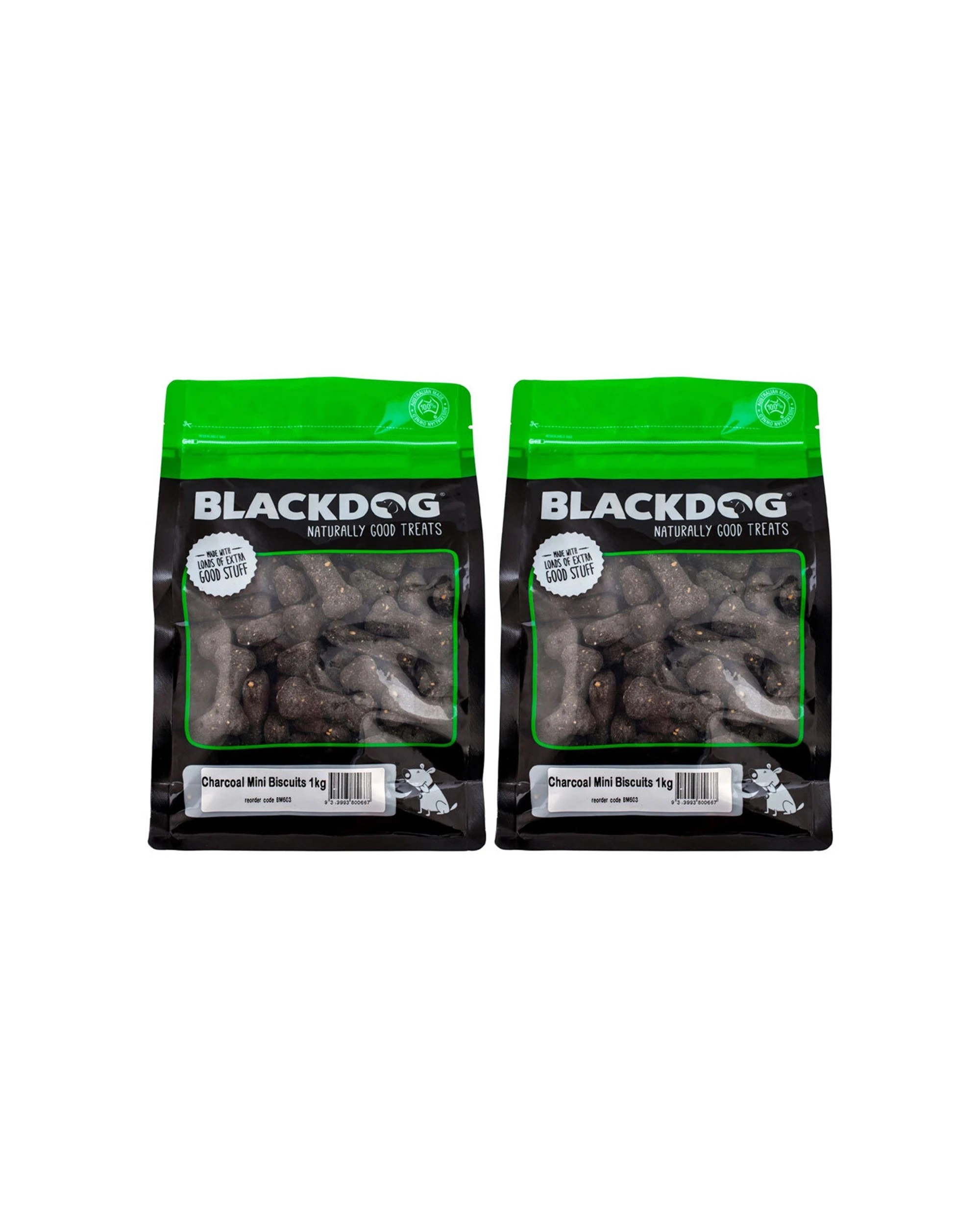 1 Blackdog Mini Biscuits Charcoal Dog Treats 2 Pack Oven Baked High Protein - Charcoal, 1 of 3