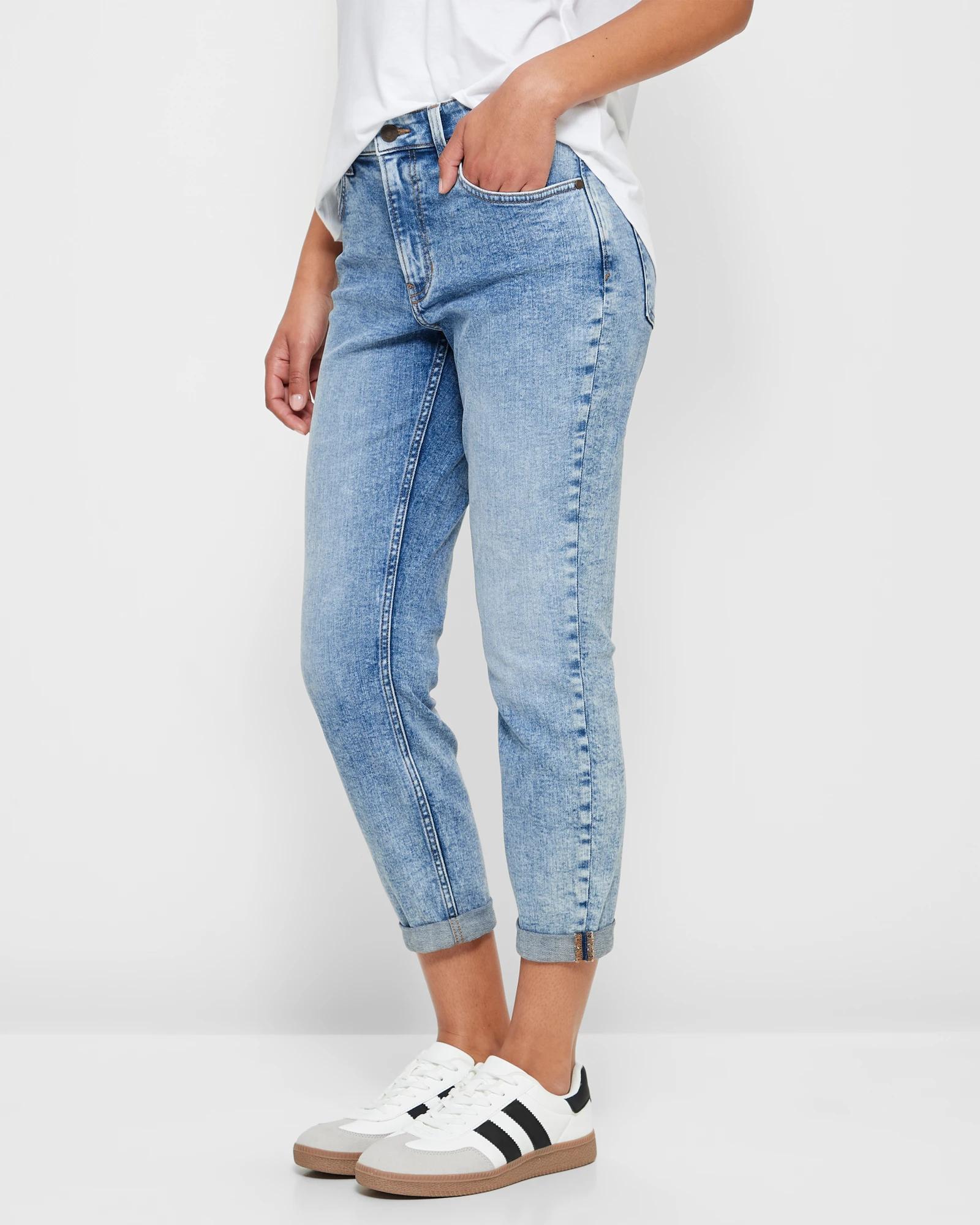 3 Target Tash Girlfriend Mid Rise Ankle Length Denim Jeans DAYBREAK BLUE, 3 of 5