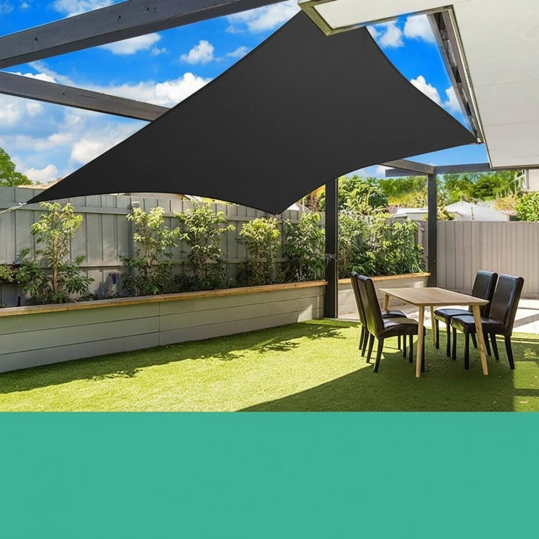 6 Instahut Shade Sail 5x7m Rectangle 280GSM 98%  Shade - Black, 6 of 7