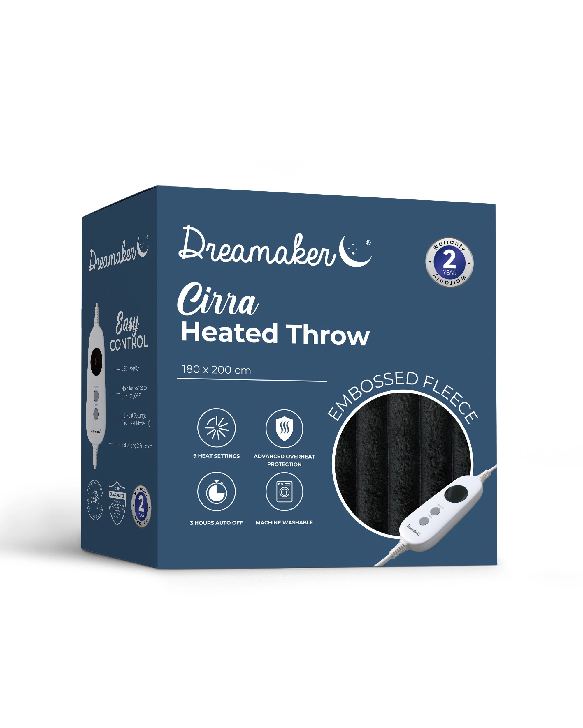 8 Dreamaker Cirra Chunky Embossed Fleece Heated Throw 180x200cm - Charcoal, 8 of 8