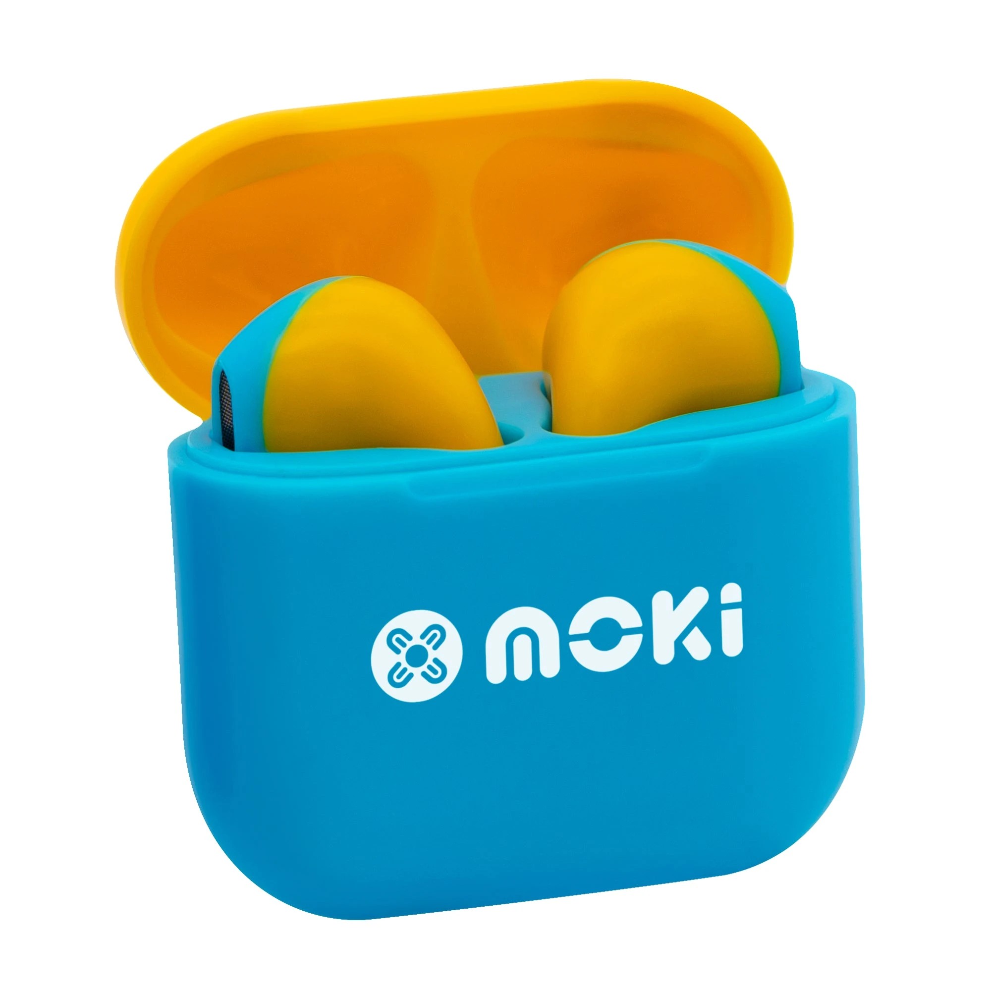 1 MokiPods Mini TWS Earphones for Kids, Volume Limited 85 dB - Blue/Yellow - Multi, 1 of 4