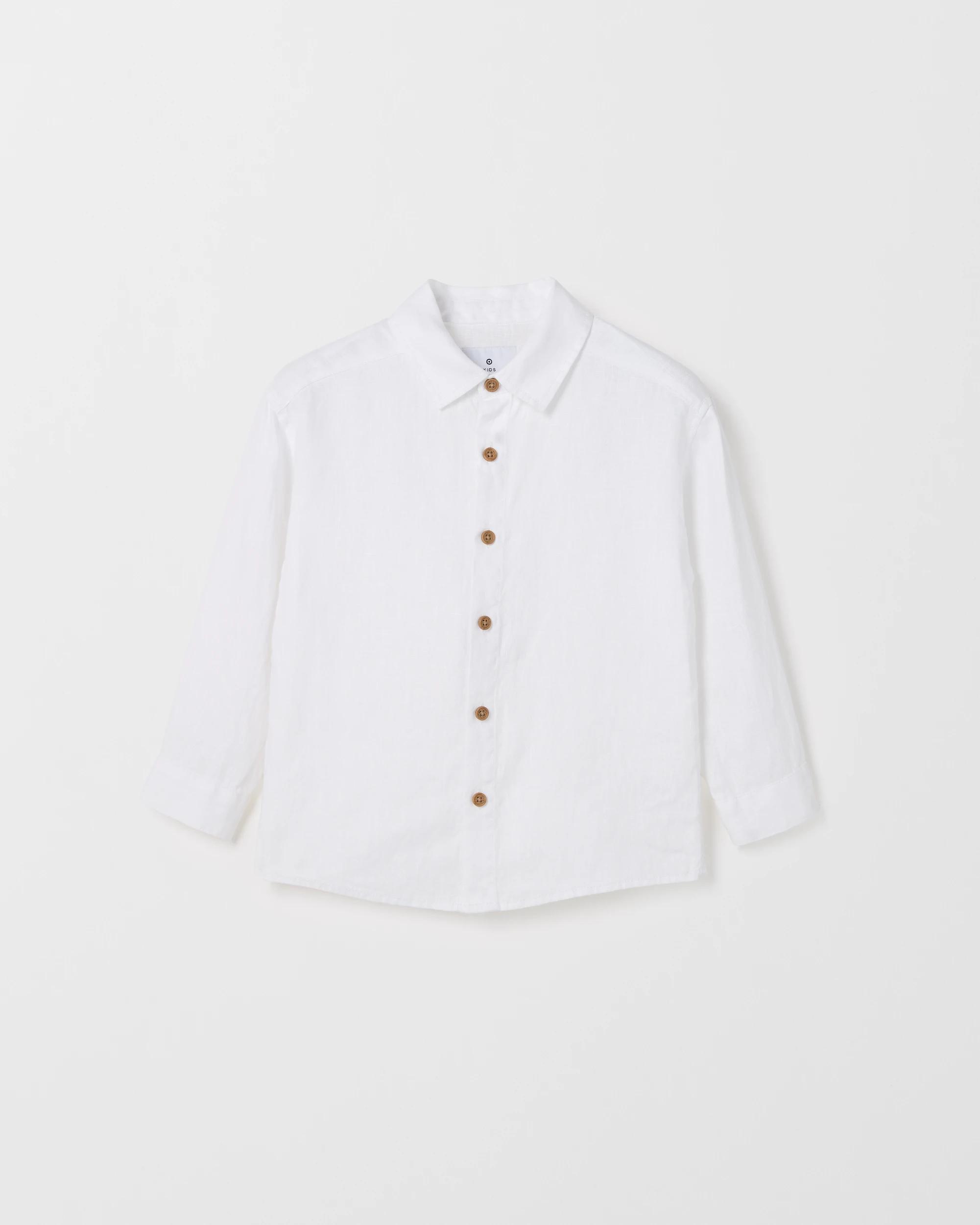 1 Target Kids European Linen Long Sleeve Shirt WHITE, 1 of 2