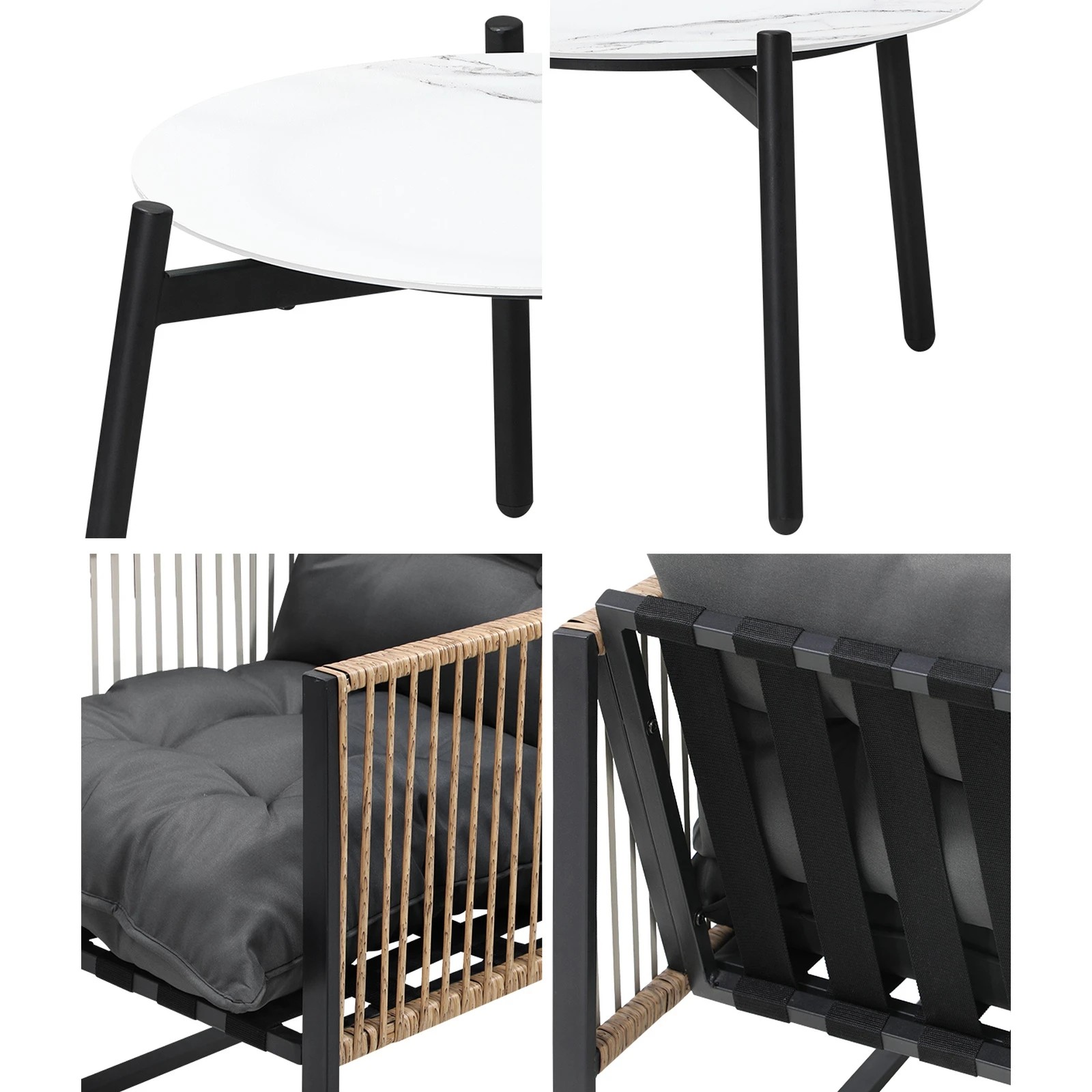 6 Livsip Outdoor Patio Set Furniture 50cm Coffee Table Rattan Chairs 3pcs
 - Multi, 6 of 10