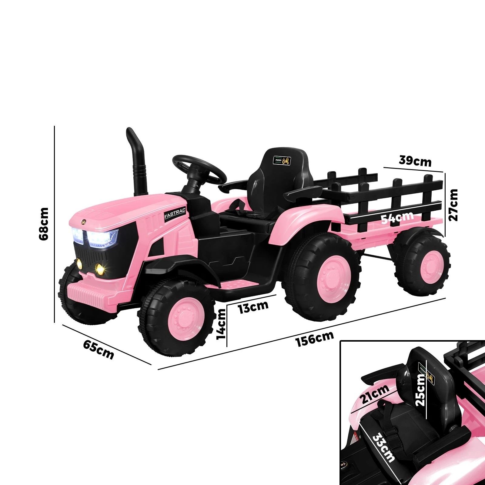 10 Mazam 156 Cm Kids Ride On Car Tractor 12v Remote Control Electric Gift Toy
 - Pink, 10 of 10