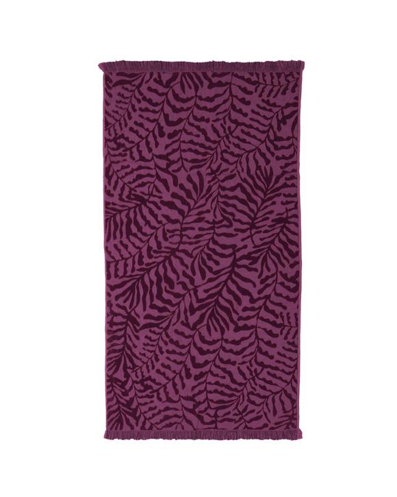Bambury Nori HiLo Cotton Beach Towel Soft Absorbent Natural Fringe Berry - Purple