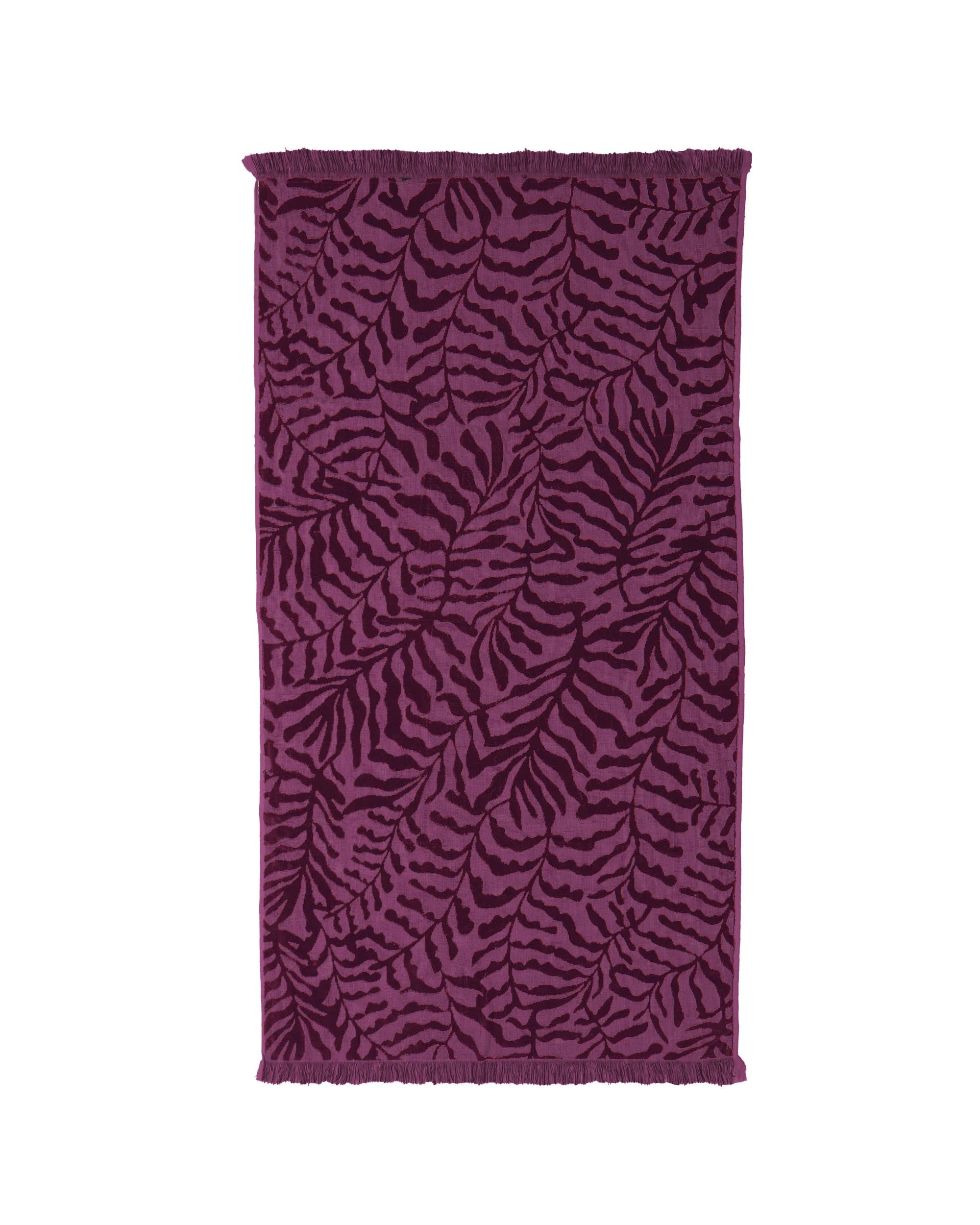 1 Bambury Nori HiLo Cotton Beach Towel Soft Absorbent Natural Fringe Berry - Purple, 1 of 3