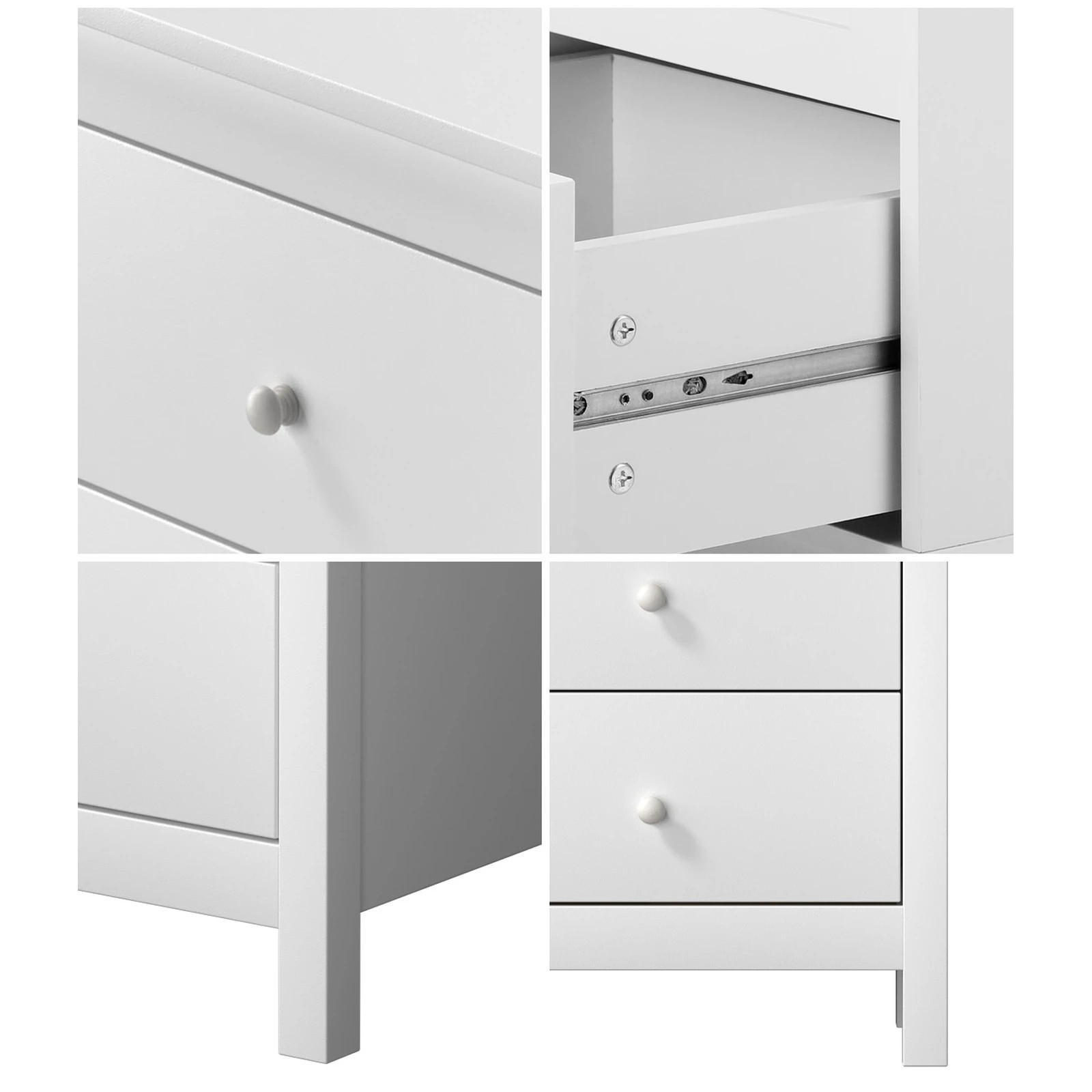 4 Oikiture Bedside Tables Set of 2 Nightstand Side Table Storage Cabinet 2 Drawers - White, 4 of 9