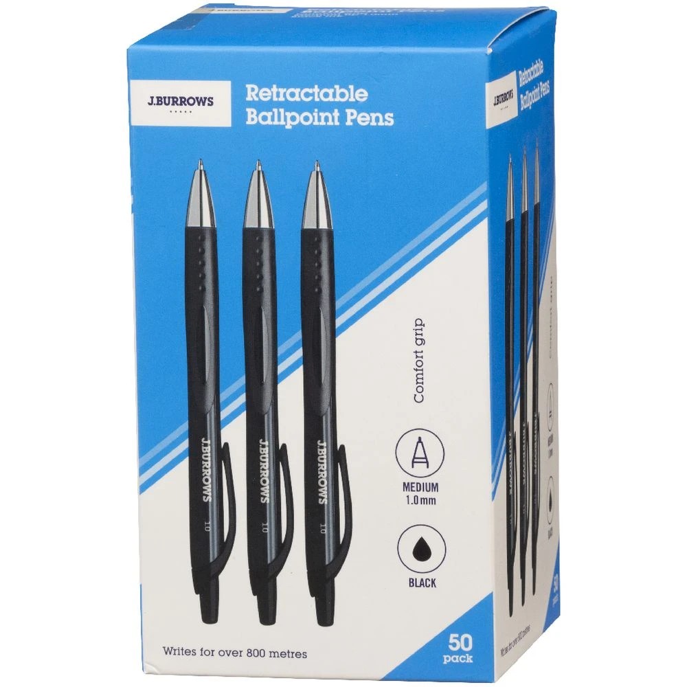 4 J.Burrows Retractable Ballpoint Pens Black 50 Pack, 4 of 4