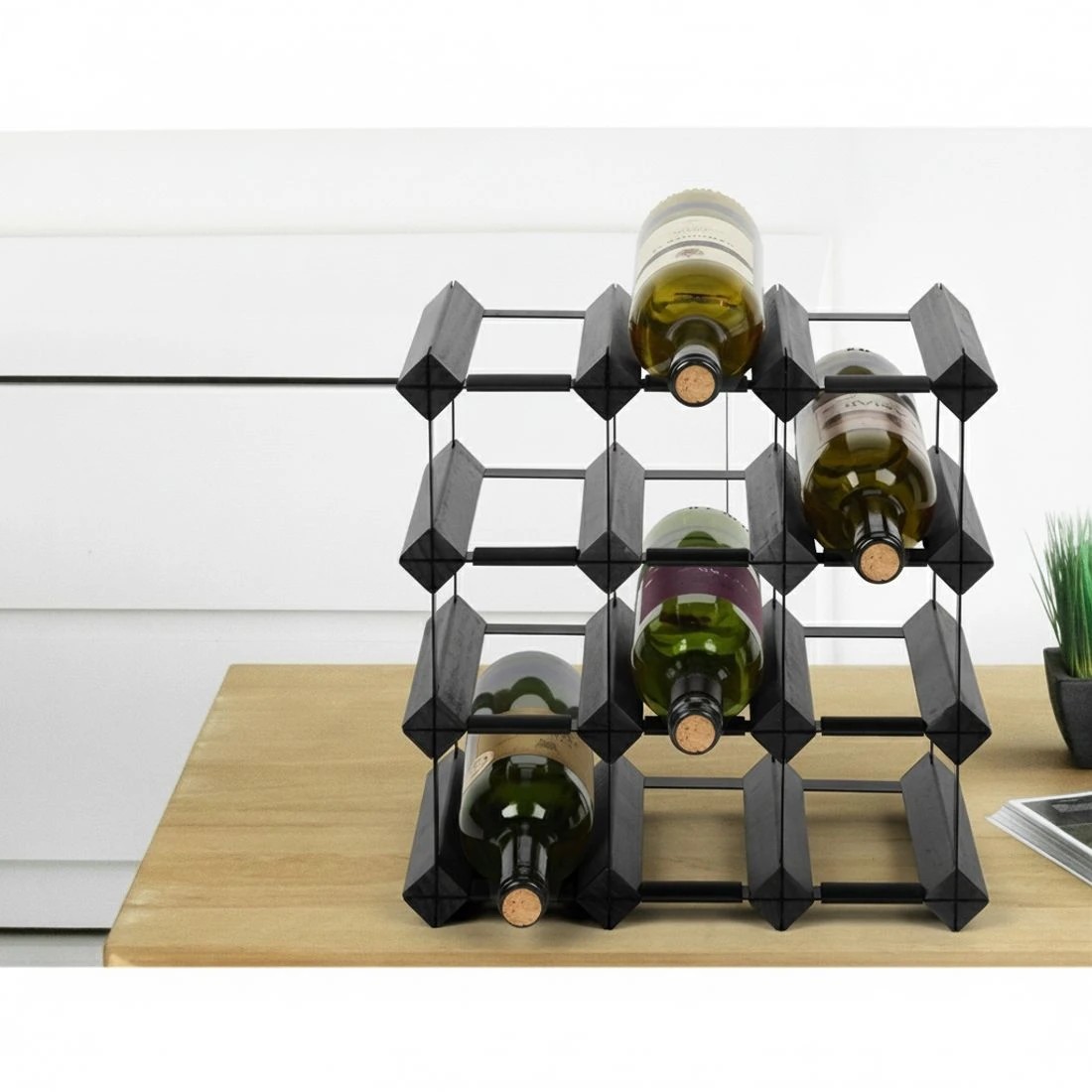 3 Artiss Wine Rack 12 Bottle - Black, 3 of 5