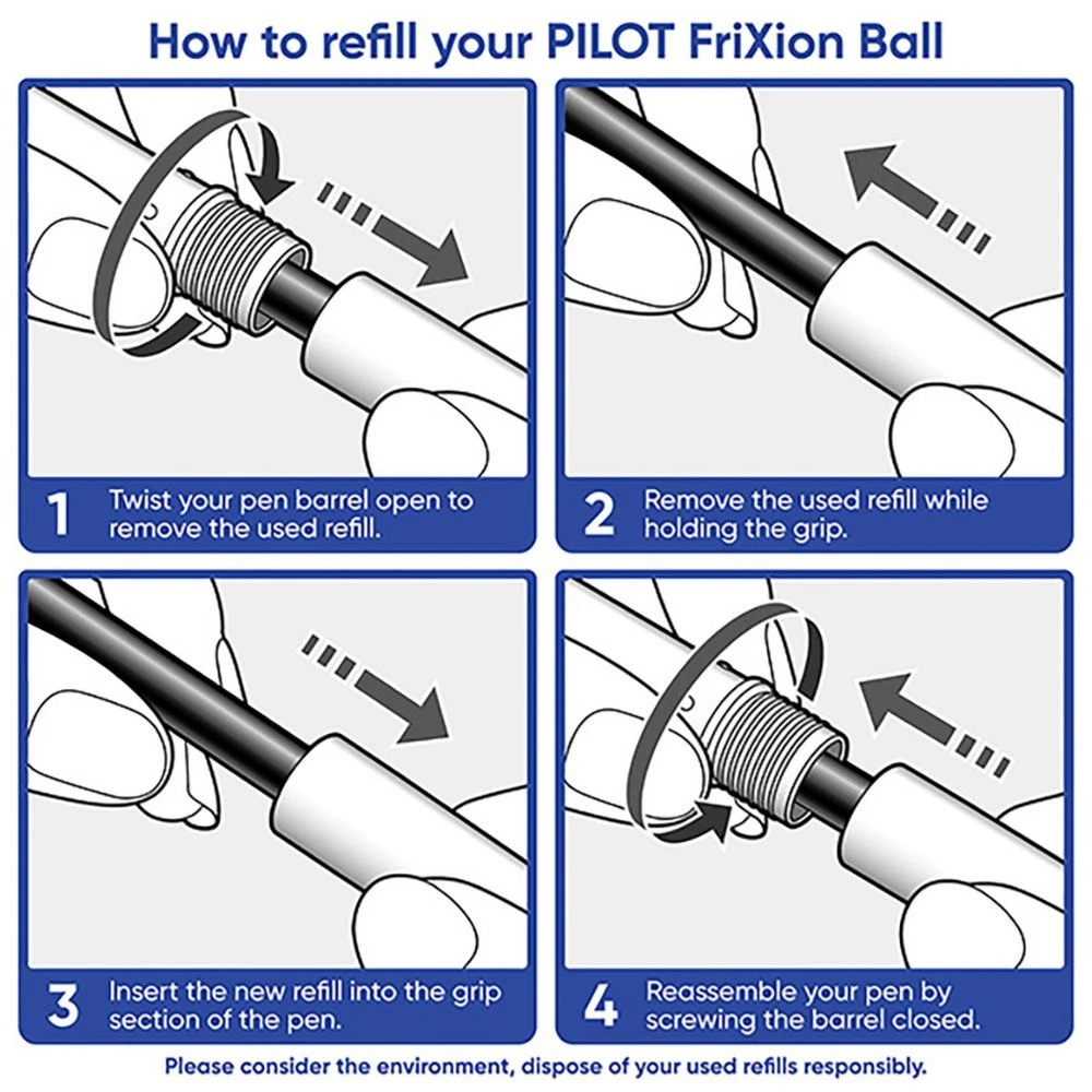 10 PILOT FriXion Ball Erasable Gel Pen 0.7mm Black 4 Pack, 10 of 10