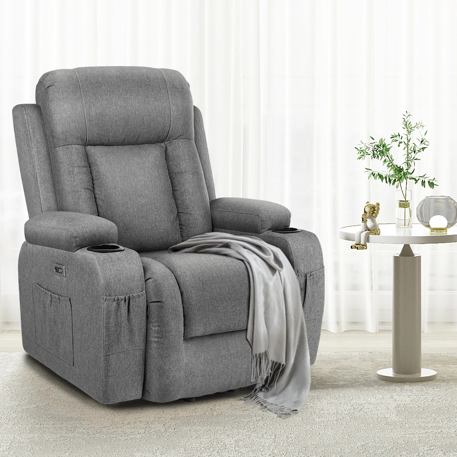 5 Alfordson Recliner Chair Electric Lift Heated Massage Armchair Lounge Sofa - Grey, 5 of 8