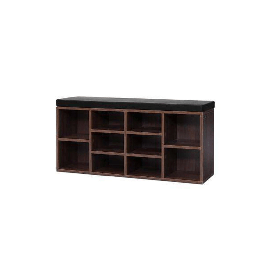 1 Artiss 10-Pair Shoe Cabinet Bench with 4cm PU Leather Seat, Walnut - Brown, 1 of 7