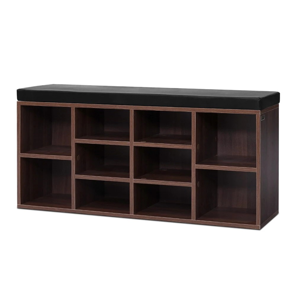 1 Artiss Shoe Rack Cabinet Bench 10 Cubes - Brown, 1 of 7