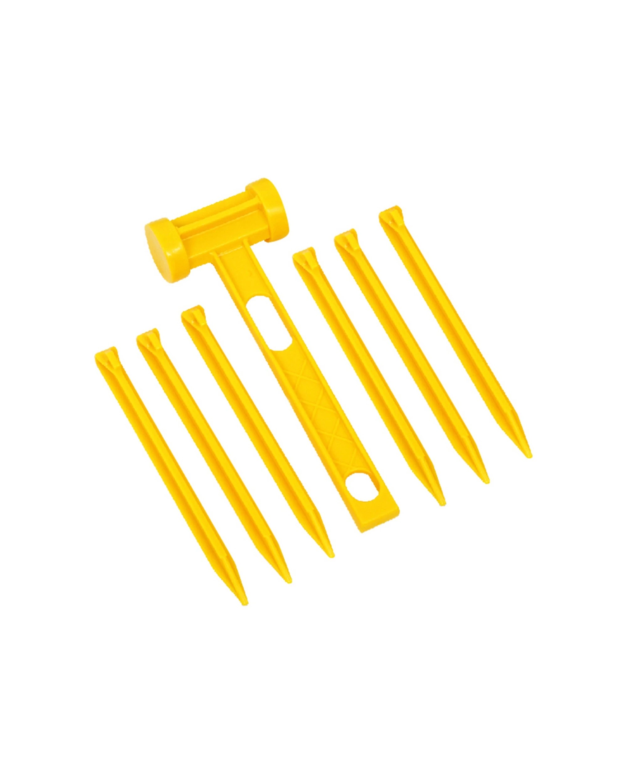 1 Wildtrak 7pc Plastic Pegs And Double Headed Mallet Set ABS Peg Remover - Yellow, 1 of 3