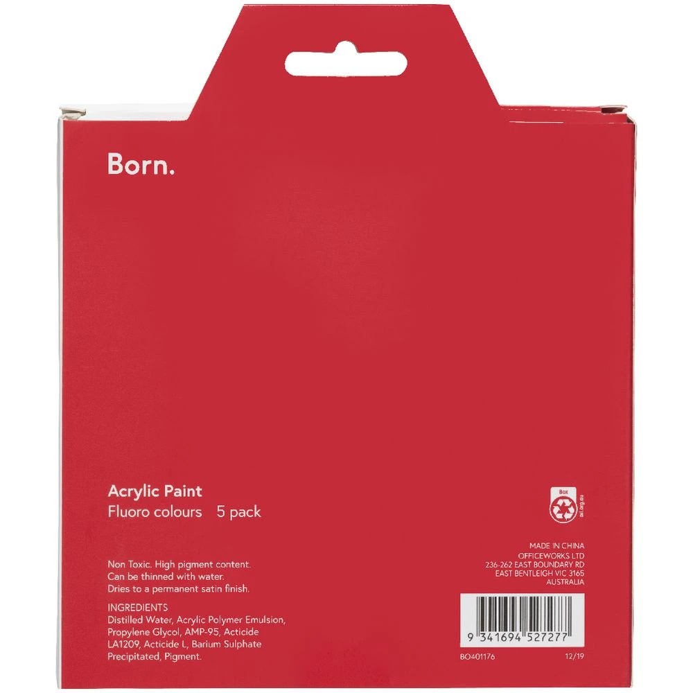 3 Born Acrylic Paints 60mL Fluoro Colours 5 Pack, 3 of 6