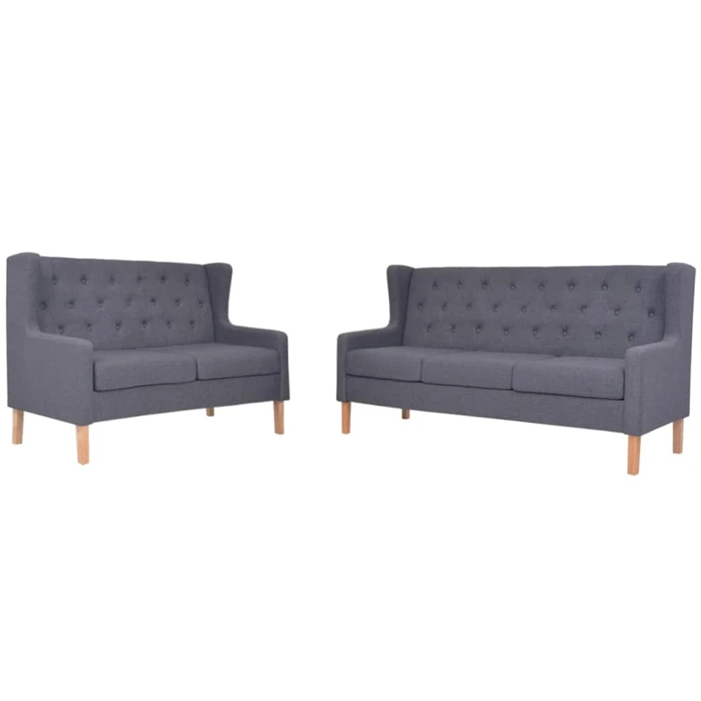 1 Vidaxl Sofa Set 2 Pieces Fabric - Grey, 1 of 10