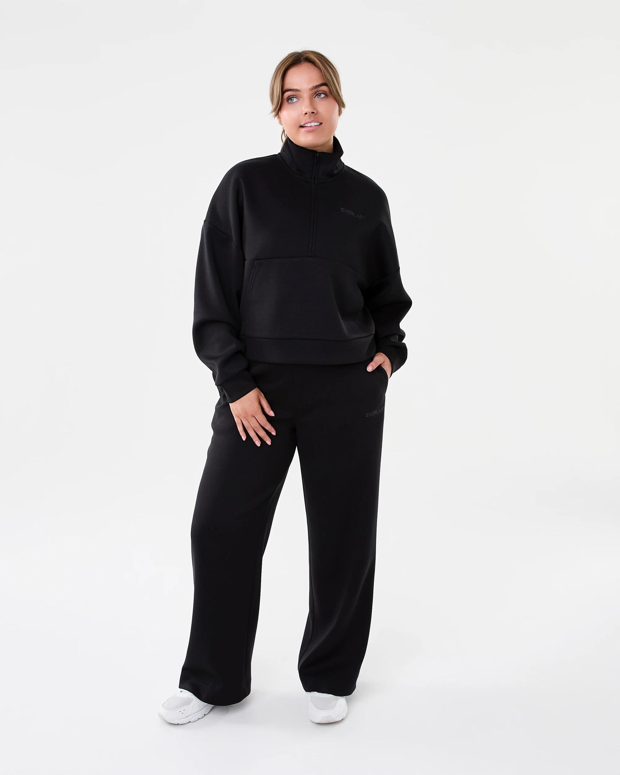 8 Everlast Womens Evercomfort 1/4 Zip Sweatshirt Black, 8 of 8